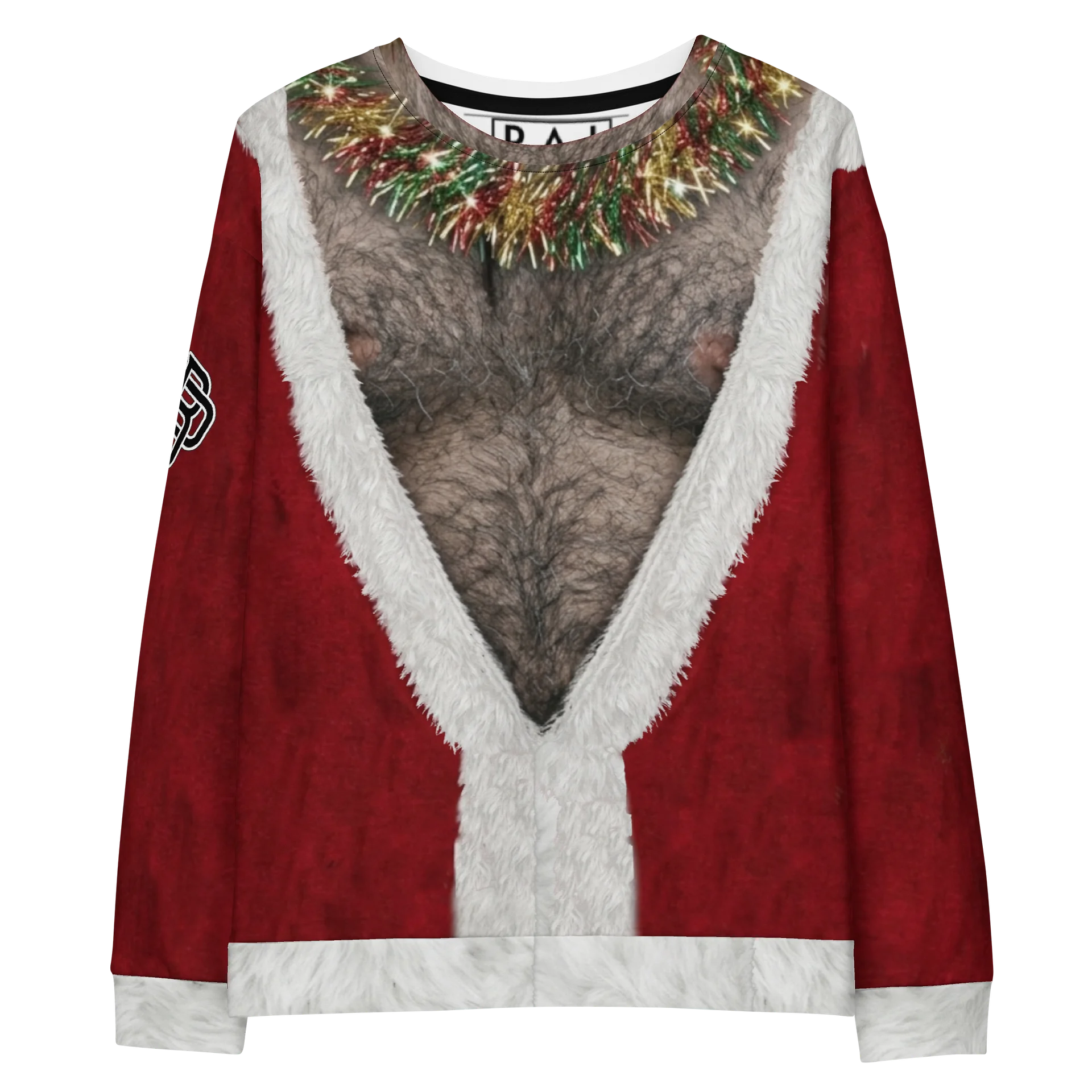 The "Christmas Beast" Hairy Chest Santa crew neck product image (1)