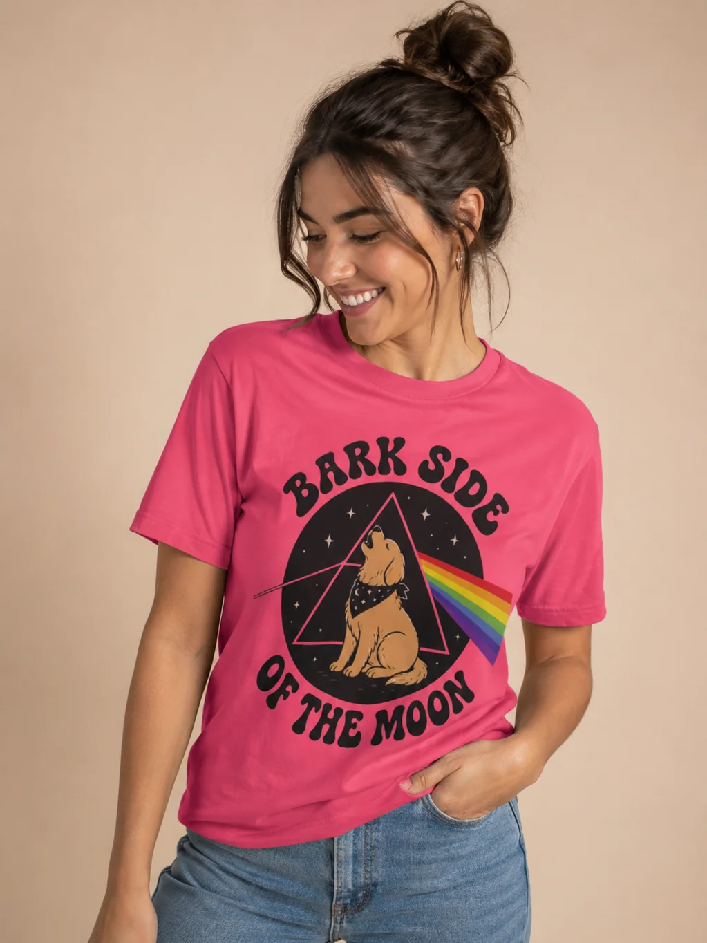 Bark Side of the Moon Dog T-ShirtBark Side of the Moon Dog T-Shirt | Funny Space Dog Music Parody Tee for Pet Lovers product image (1)