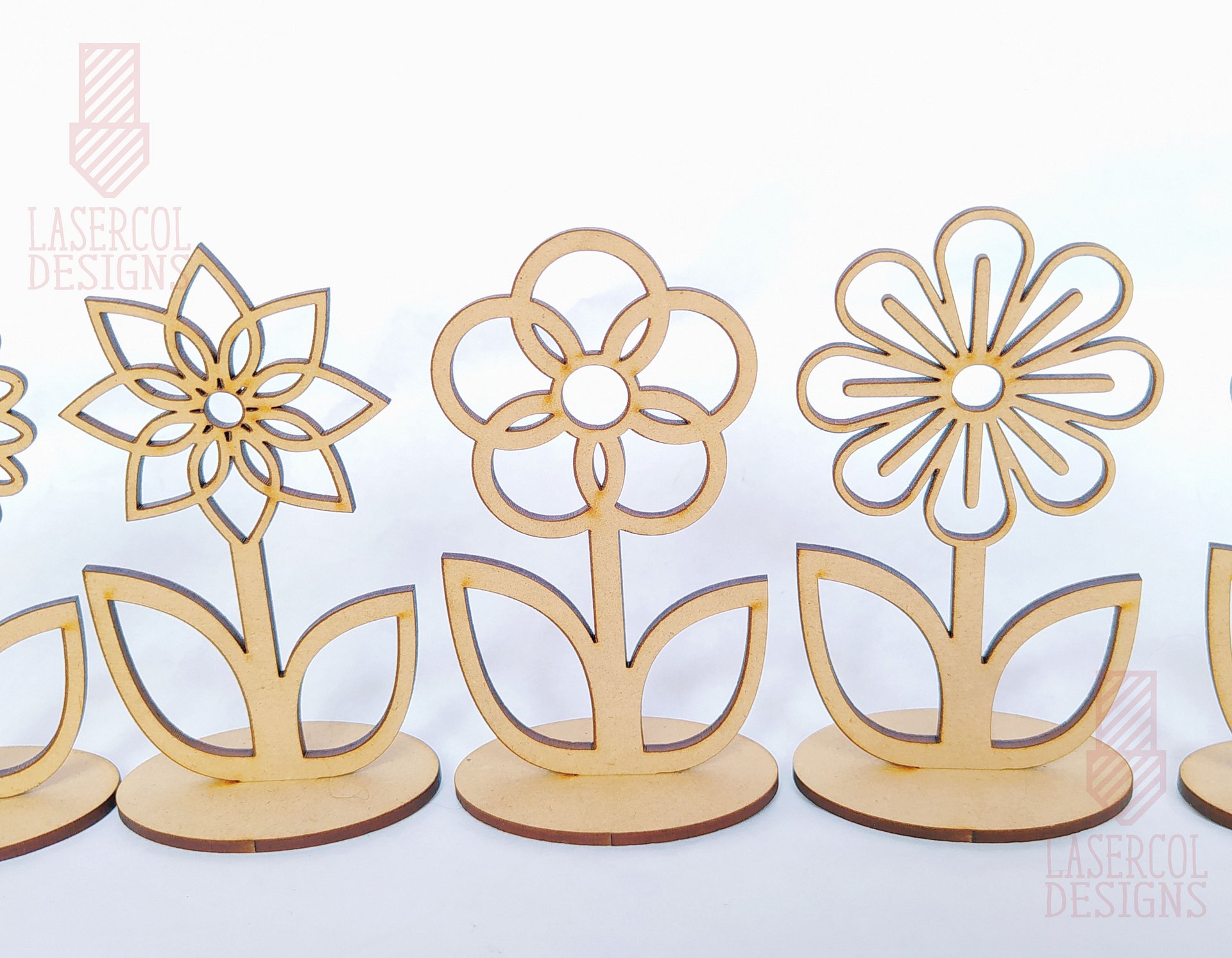 Flowers - Set 2 - (Two Sizes, Five Styles) - Laser Cut Files product image (5)