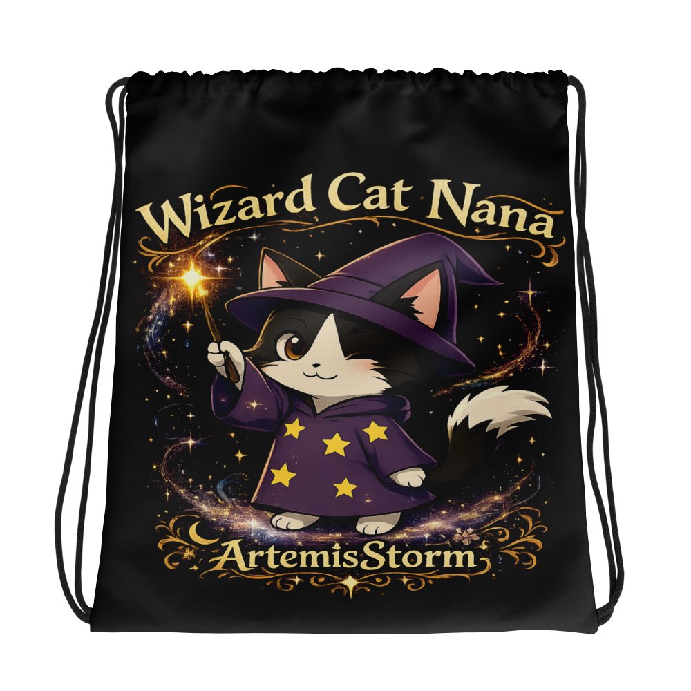Wizard Cat Nana Drawstring Bag product image (1)