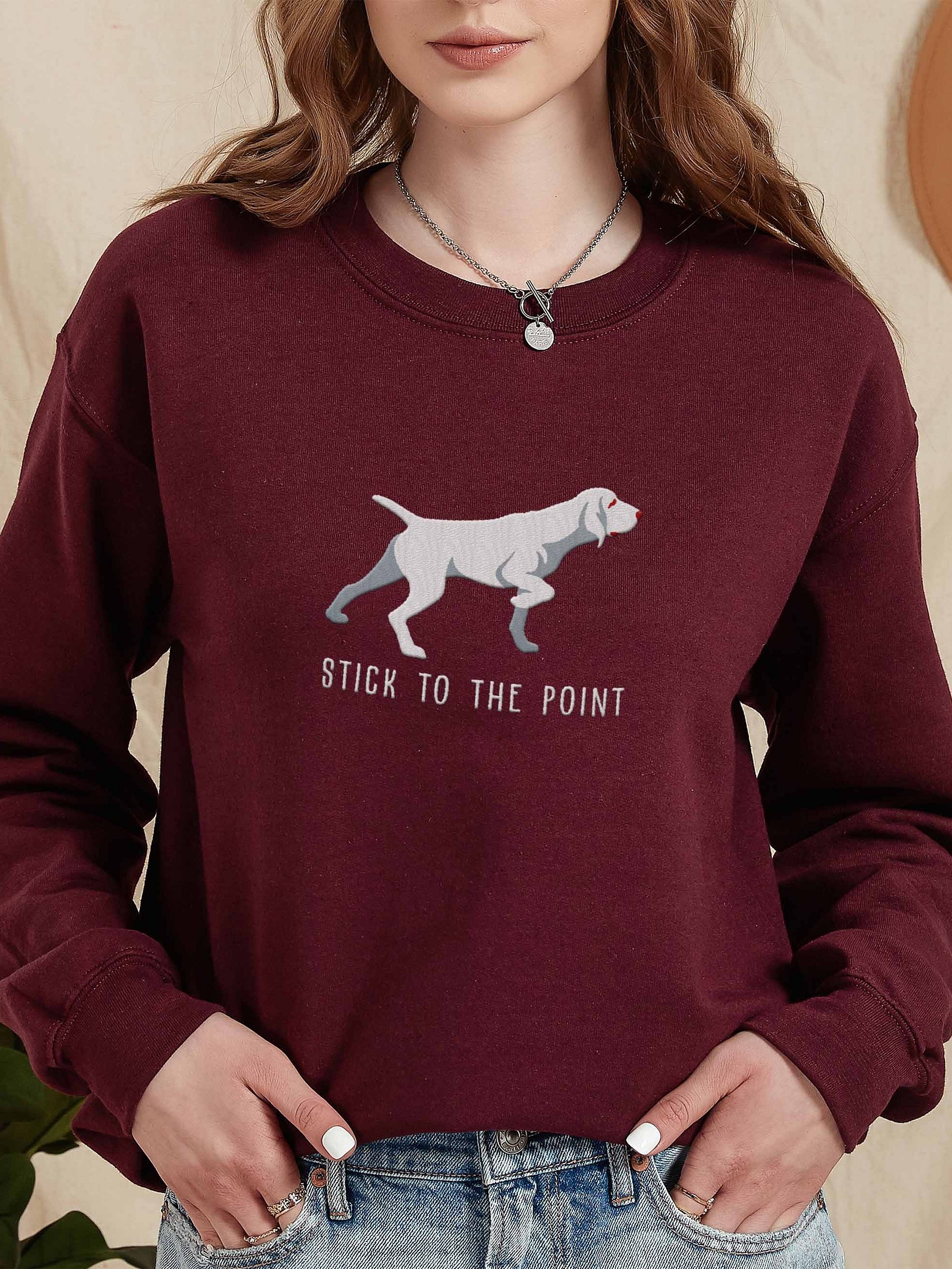 Stick to the Point Sweatshirt (Embroidered) of a Bracco Italiano(White) product image (2)