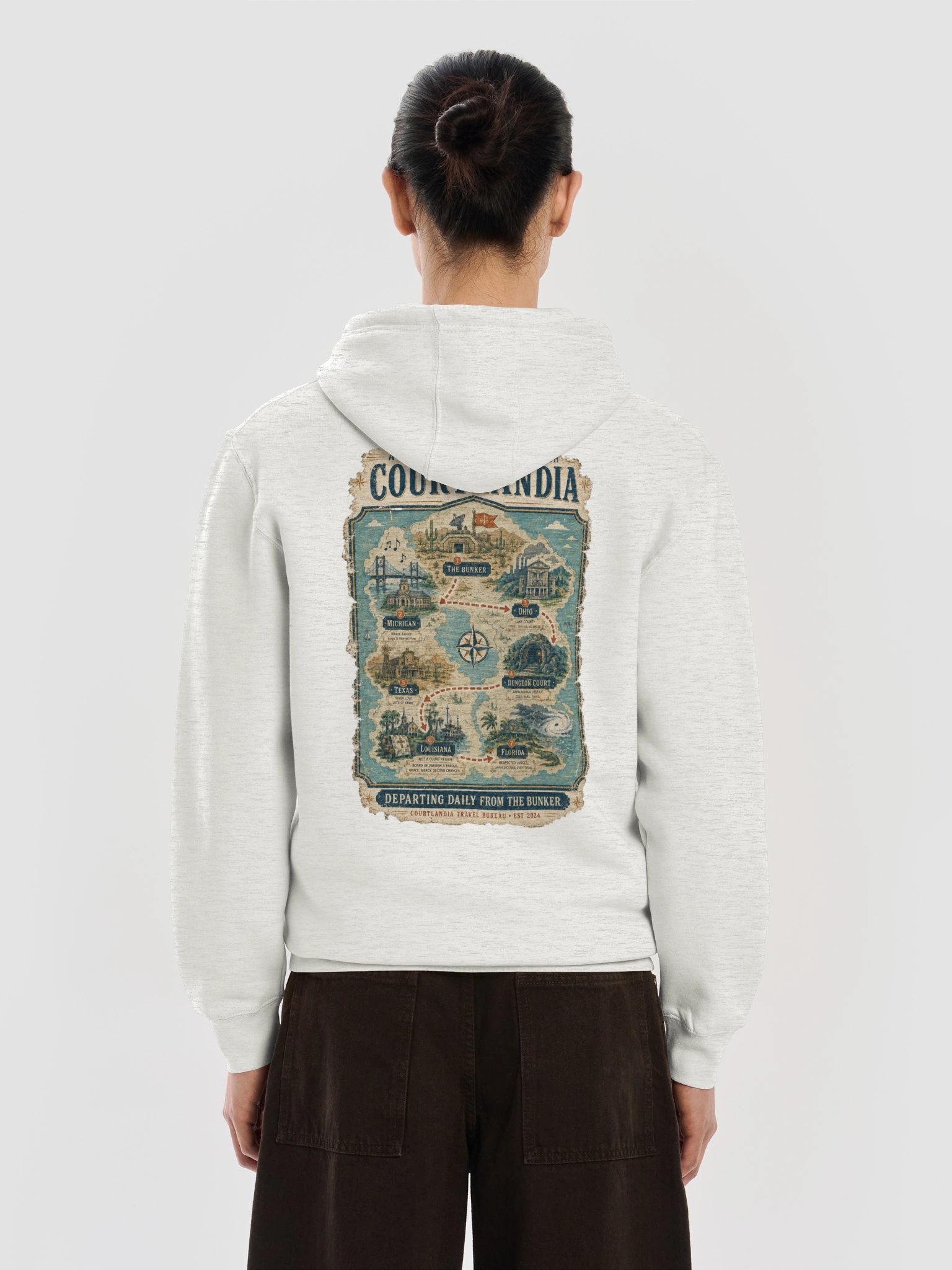 Courtlandia Travel Bureau Vintage Tourist Map Zipper Hoodie product image (22)
