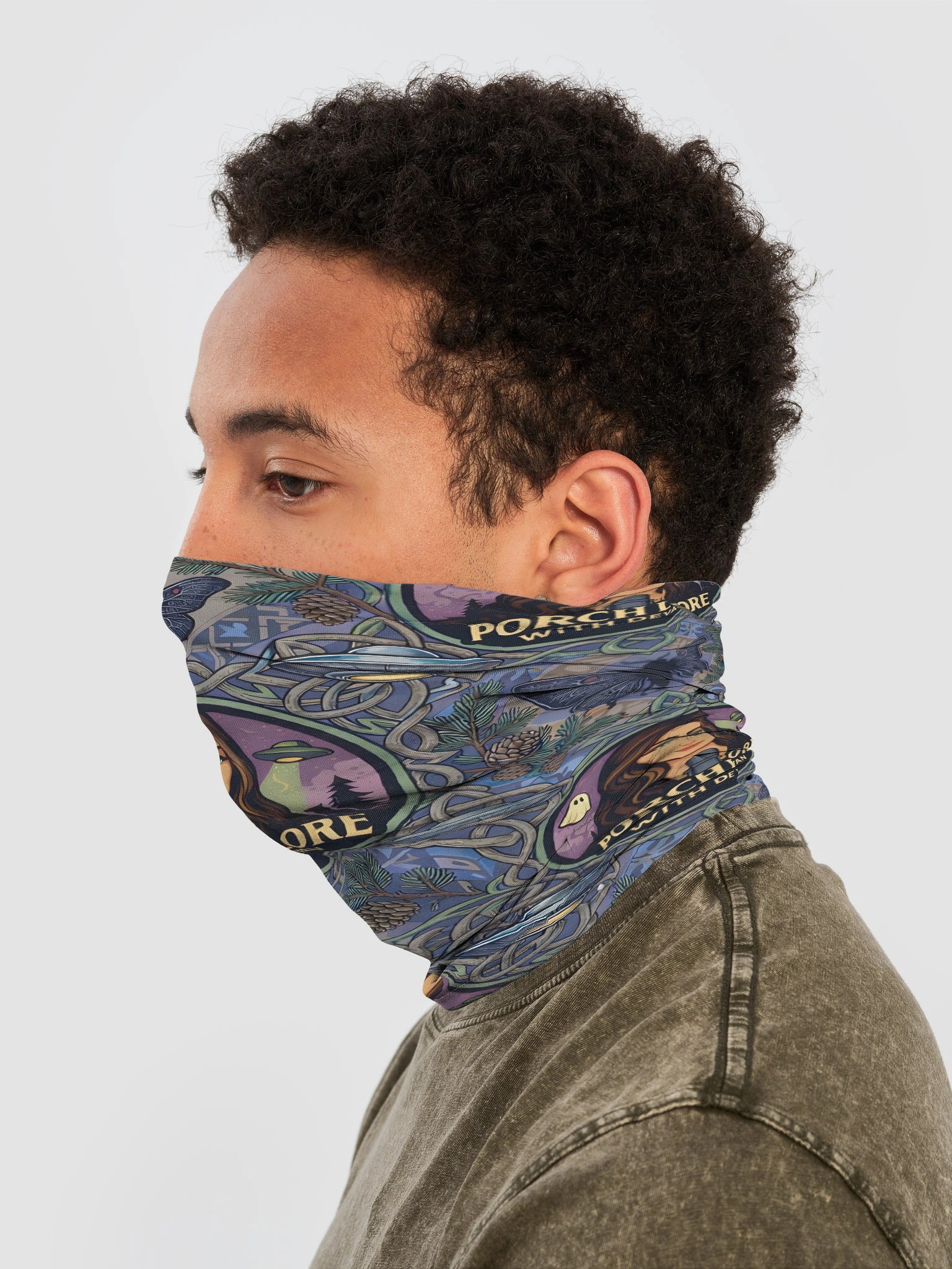 PORCH LORE DEVAN PERIWINKLE MOTH FACE MASK HEAD WRAP product image (3)