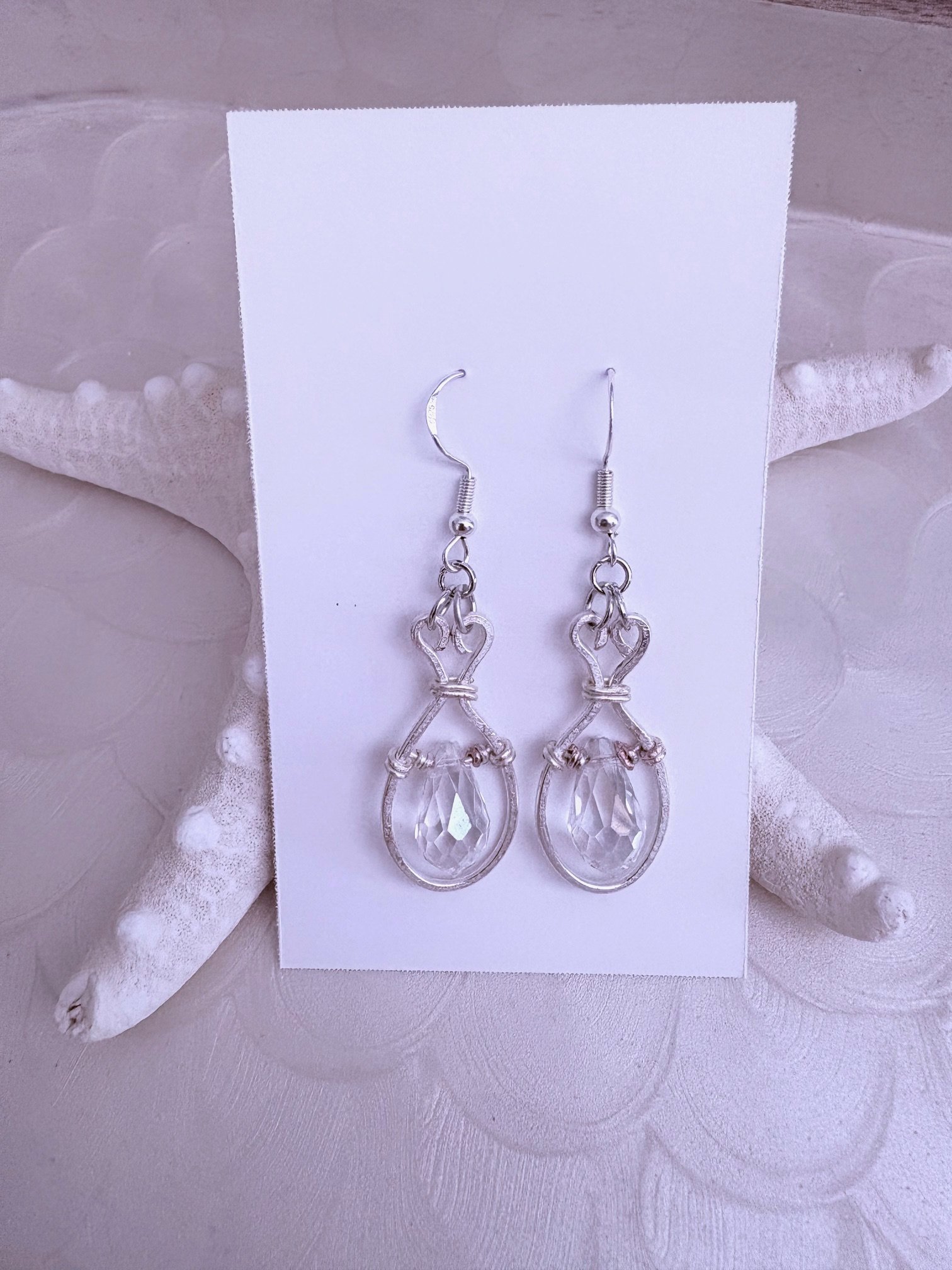 MFD-00222 | ✨ Crystal Elegance Teardrop Earrings | Handmade Silver-Plated Wire Wrapped Glass Crystal Jewelry | Monique Faella Designs™ product image (3)