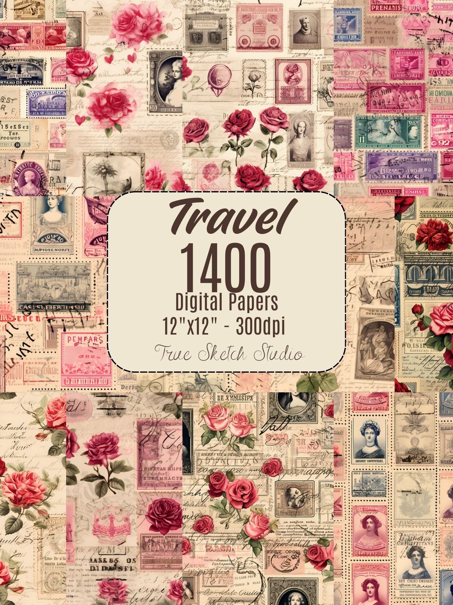 Vintage Travel Digital Paper 1400 product image (8)