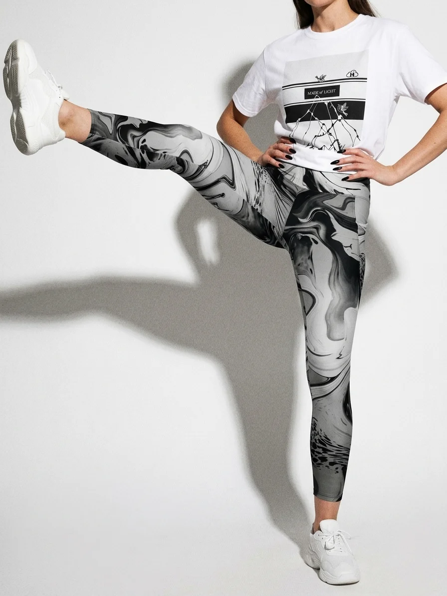 Black Marble-Leggings with Pockets product image (4)