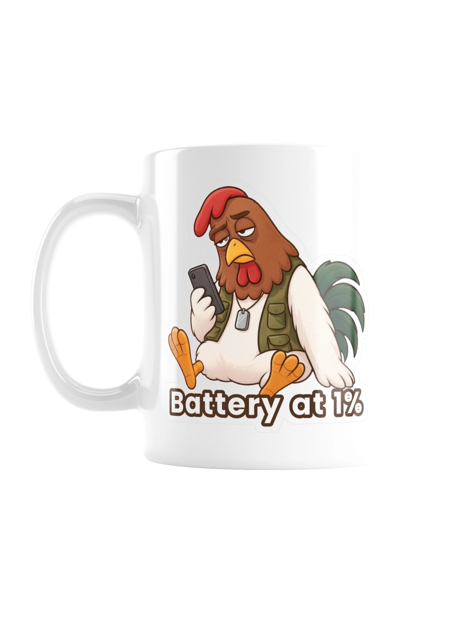 Colonel Cluckson Mug – "Battery at 1%" product image (2)