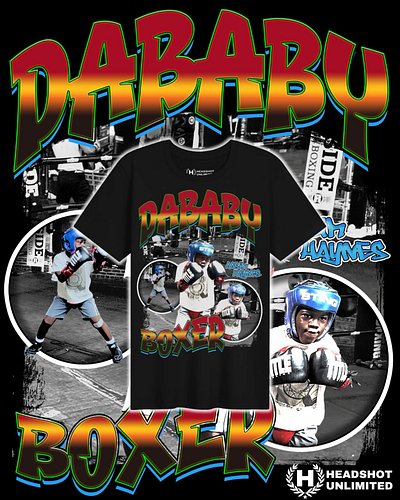 Custom fight merch for the young champ, Aasim @dababyboxer Haynes 🔥

This is what we do at Headshot Unlimited: turn your phot...