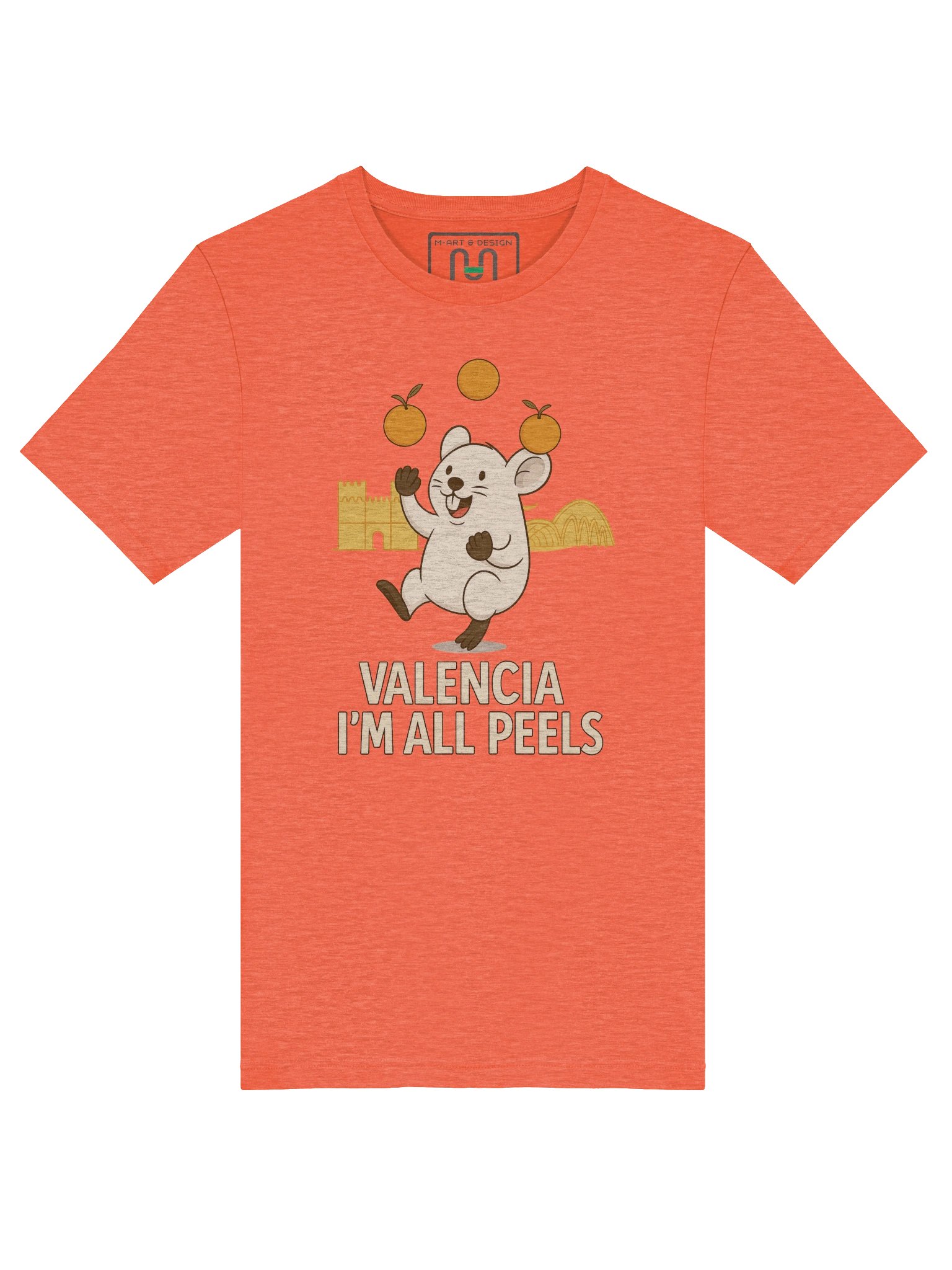 Funny Valencia Orange Pun Shirt – Cute Mouse Spain Tee with Citrus Juggling – “I’m All Peels” | art.4uand.me product image (5)