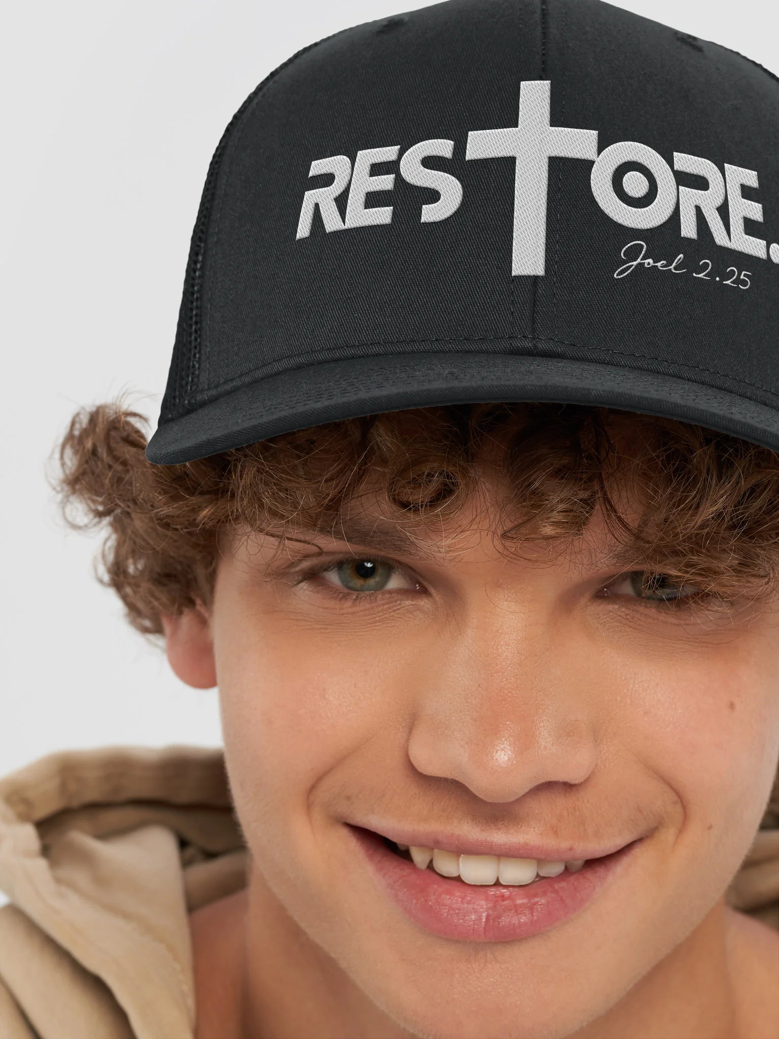 RESTORE™ Trucker Hat | Joel 2:25 Christian Snapback | Faith-Inspired Mesh Cap | Scripture Apparel product image (35)