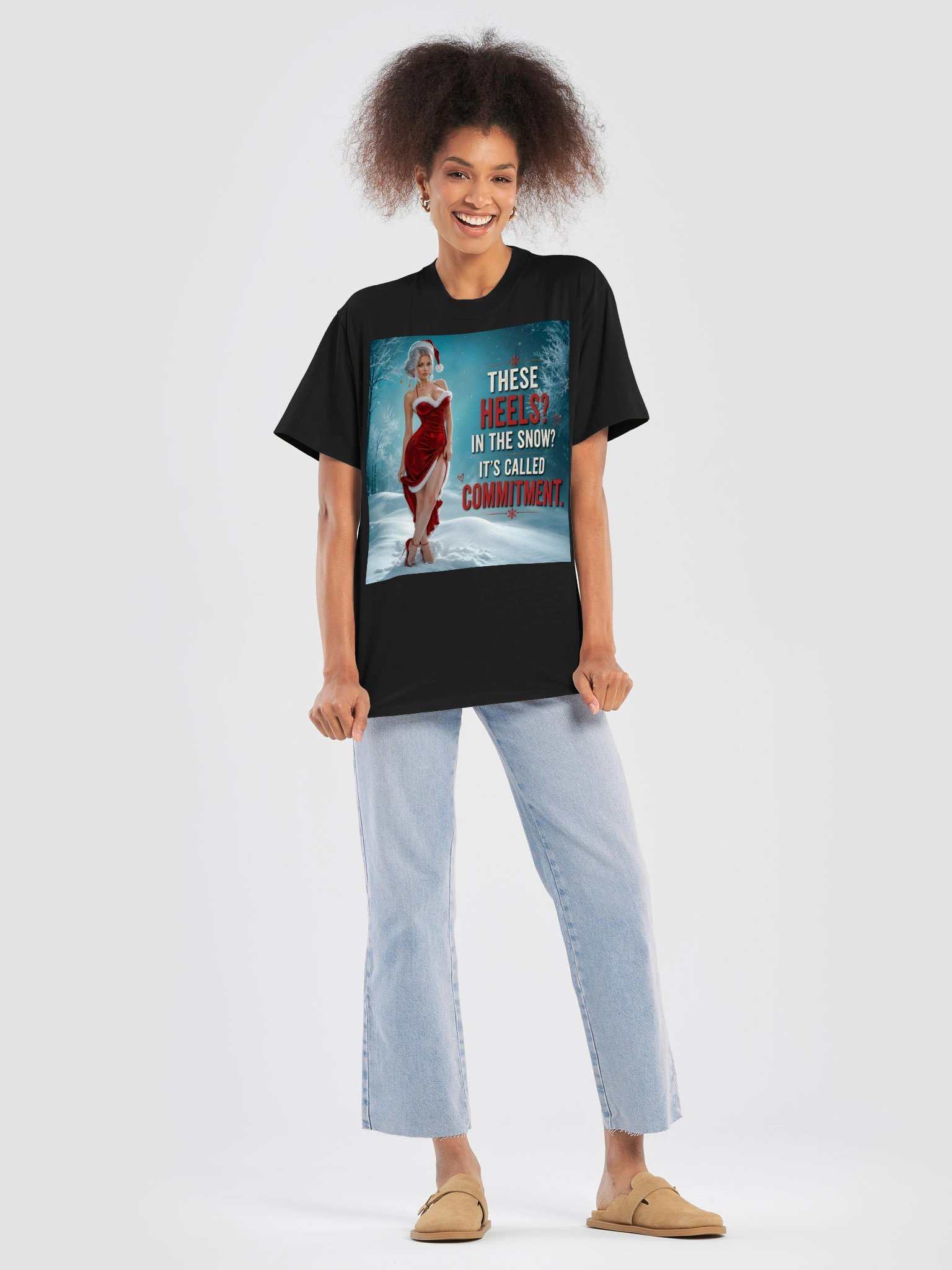 These Heels In The Snow Christmas T-Shirt | Funny Santa Holiday Fashion Gift for Women product image (8)