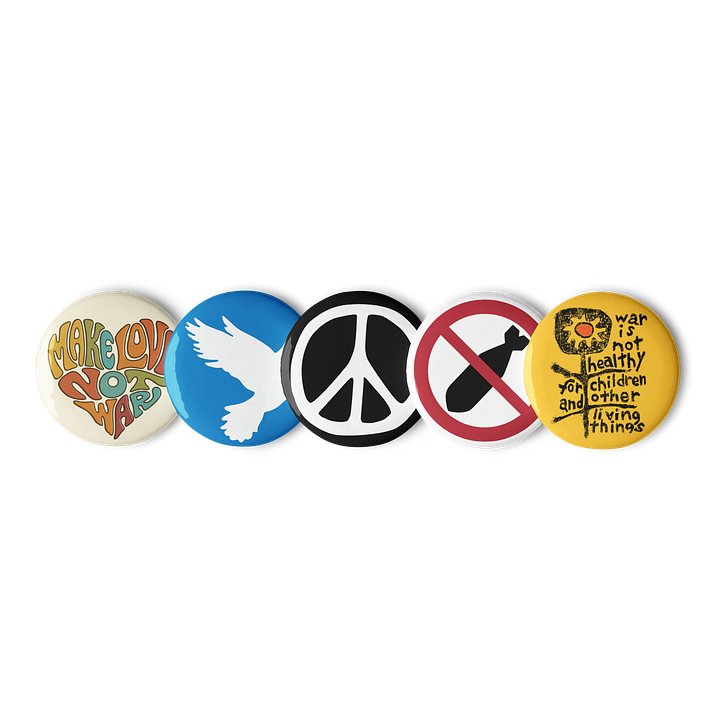 War Protest pins set of 5 2.5 Inch buttons product image (1)