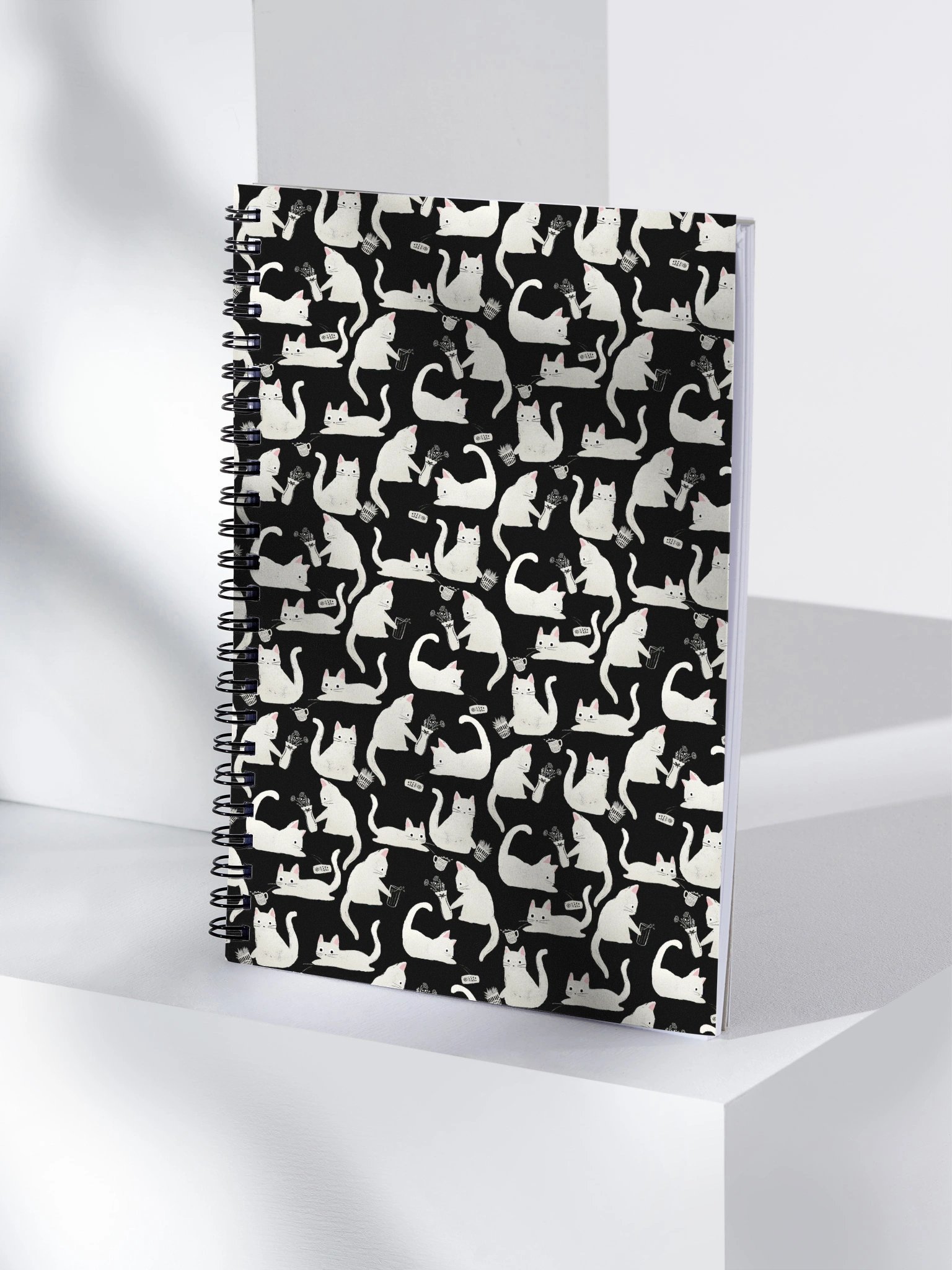 Bad Cats Knocking Stuff Over Pattern Notebook, Black product image (4)