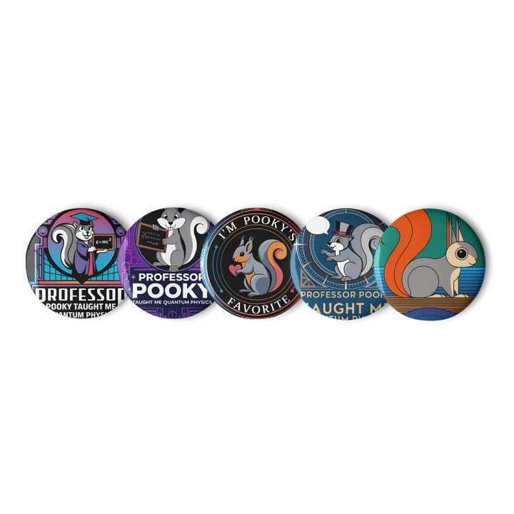 Original Pooky Artwork Buttons: Set of Five -D product image (1)