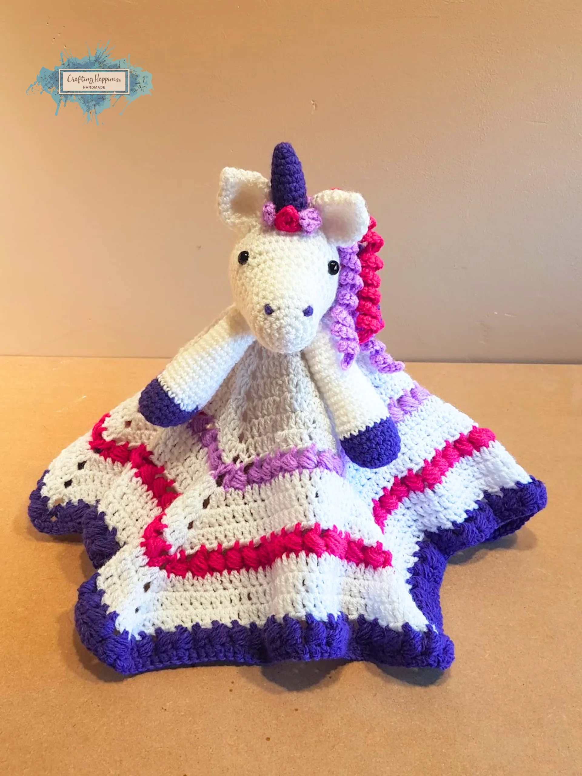 Maria The Unicorn Baby Lovey Security Blanket Crochet Pattern - Crafting Happiness product image (4)