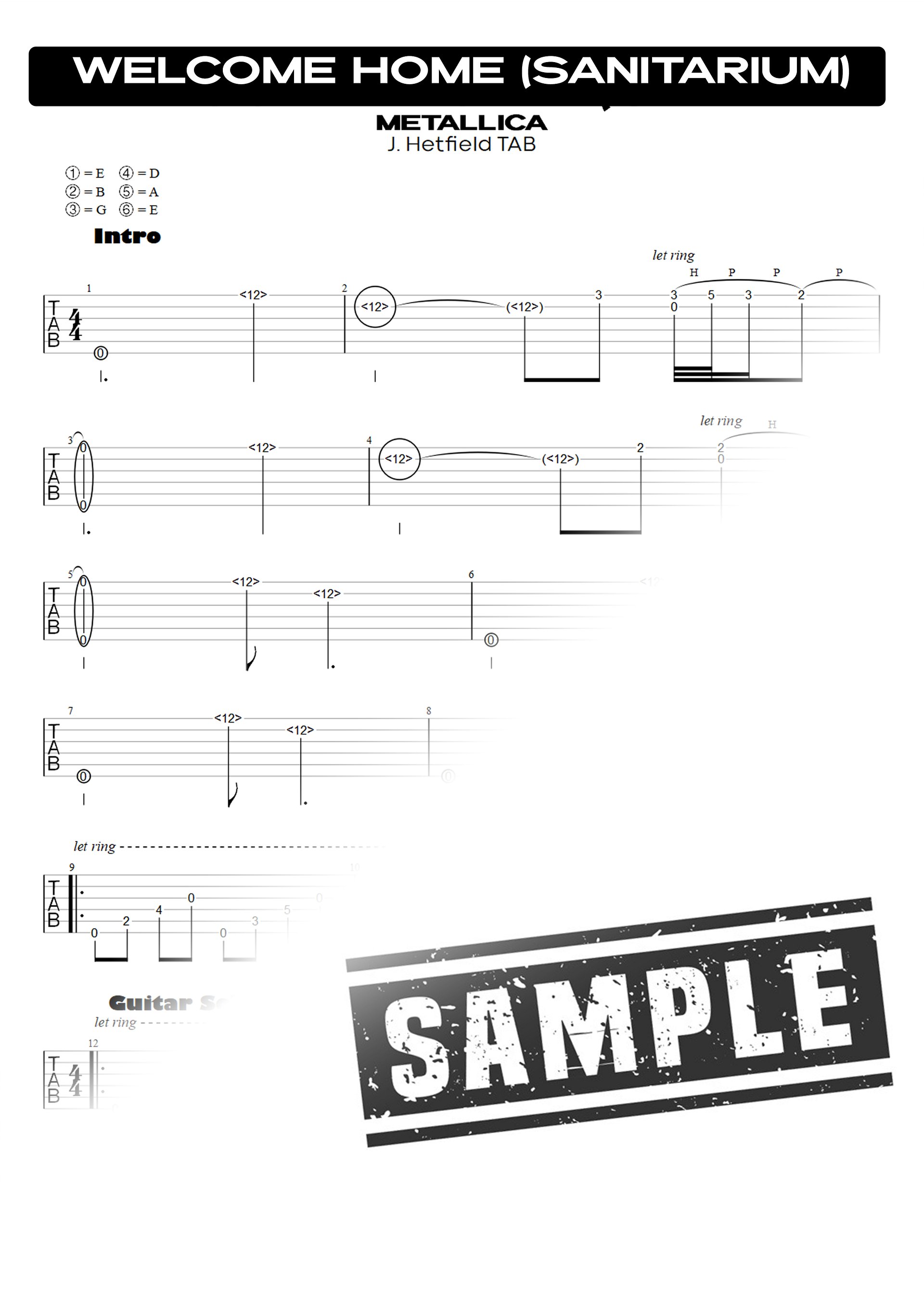 Welcome Home (Sanitarium) PDF TAB + Backing Track MP3 product image (2)