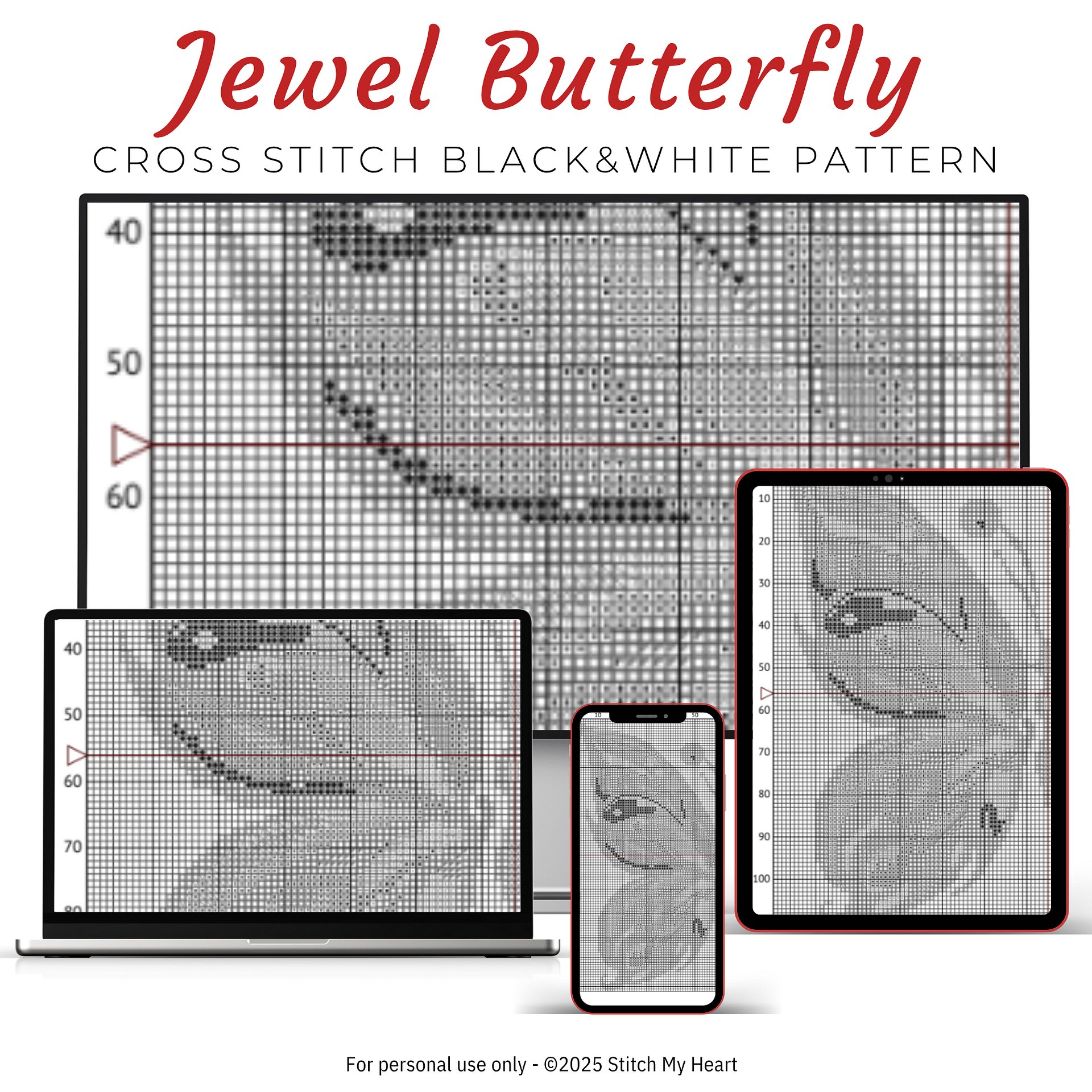 Jewel Butterfly Cross Stitch Pattern product image (4)