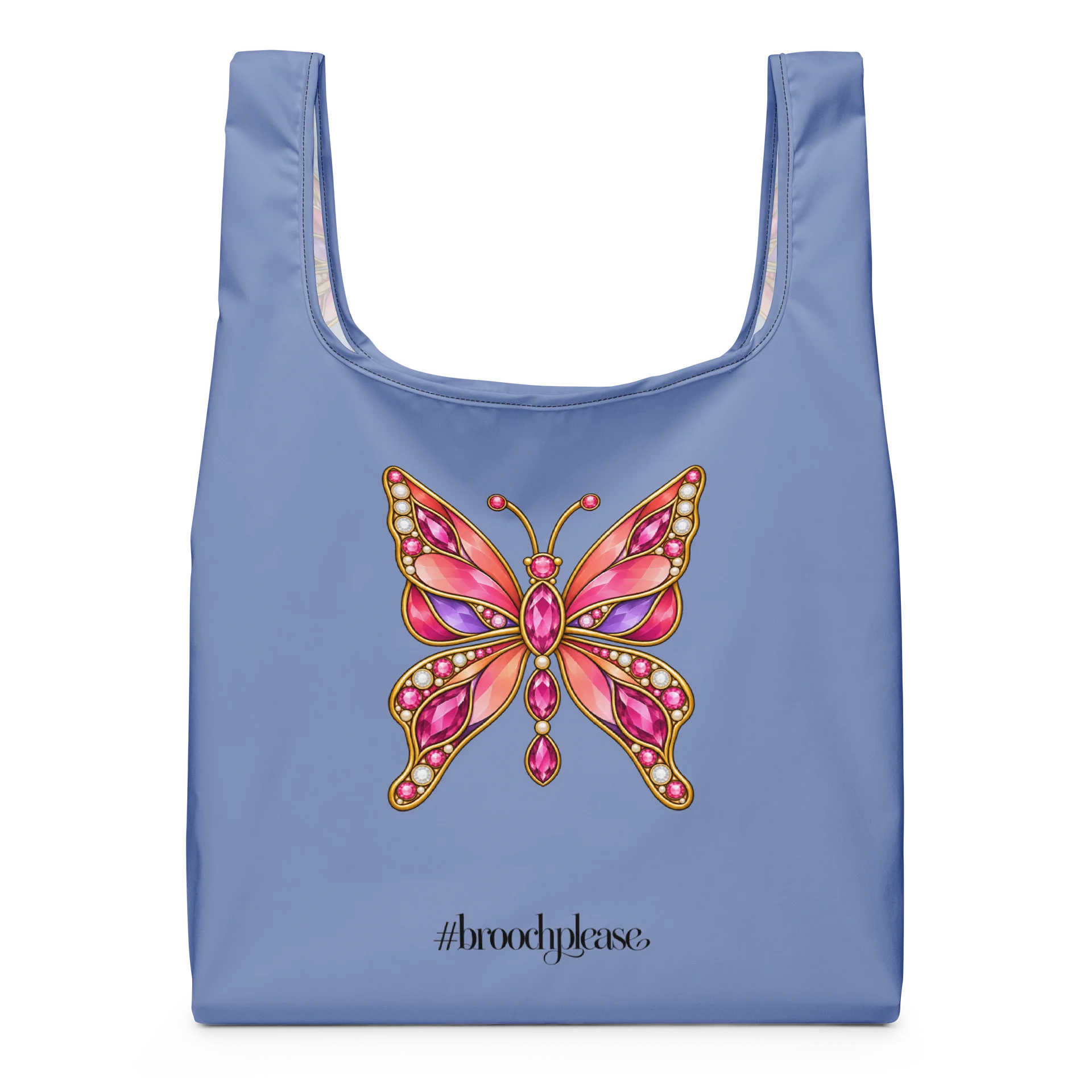 Pink Gold Butterfly Brooch Pattern Tote product image (3)