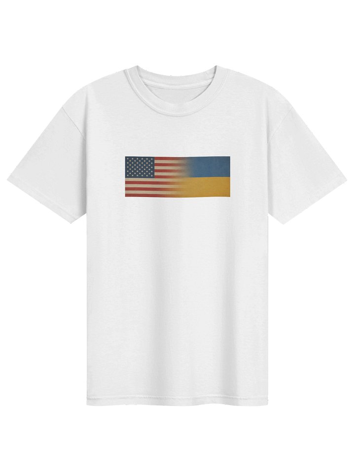 Man Comfort T-shirt Support Ukraine-USA Flags, white product image (1)