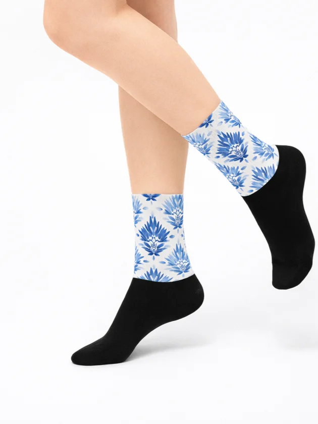 Blue Botanical Bliss Sublimated Socks product image (3)