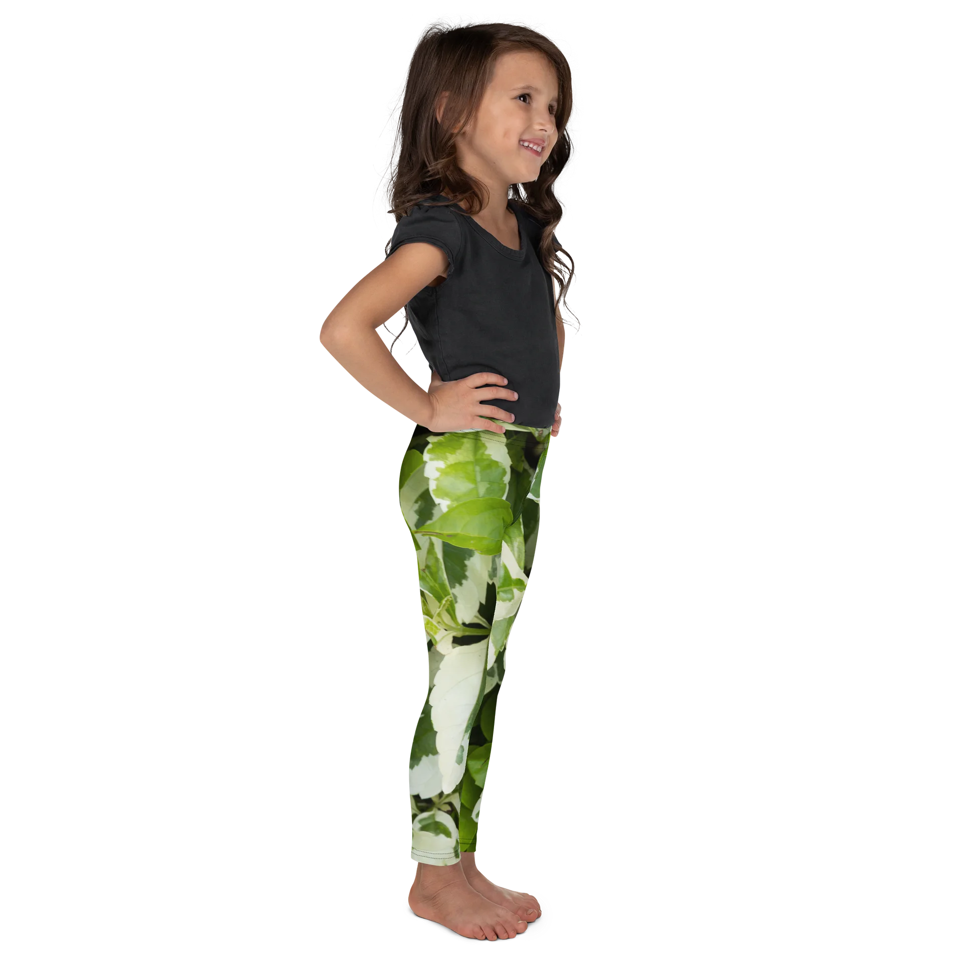 Moss & Parch All-Over Print Kids Leggings | Green & Cream Outdoor Play Pants product image (5)