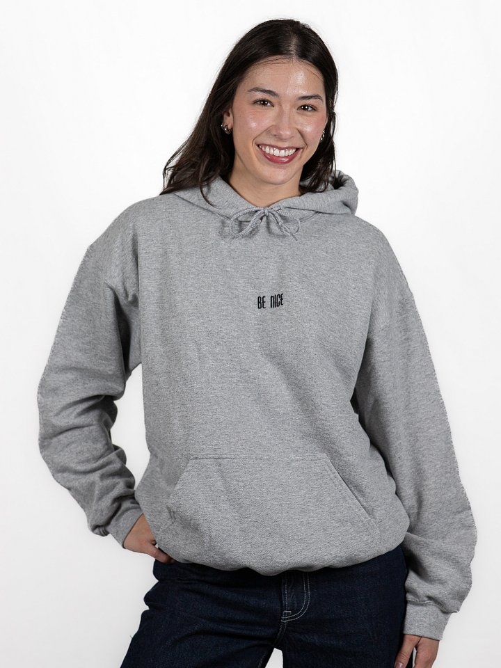 BE NICE Embroidered Message Hoodie (Black Text) product image (1)