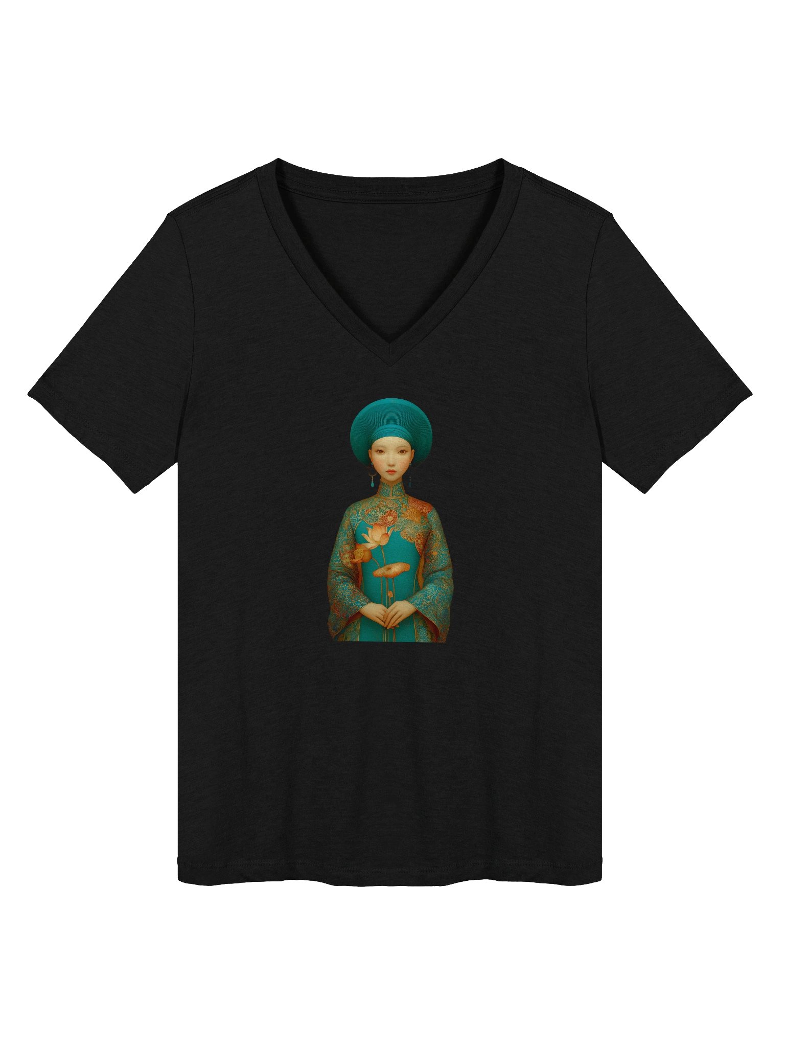 Teal Muse Portrait V-Neck Tee product image (1)