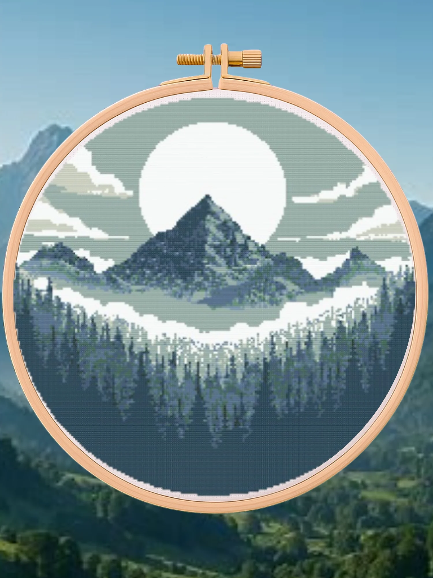 Scenic Mountain Cross Stitch Pattern product image (1)