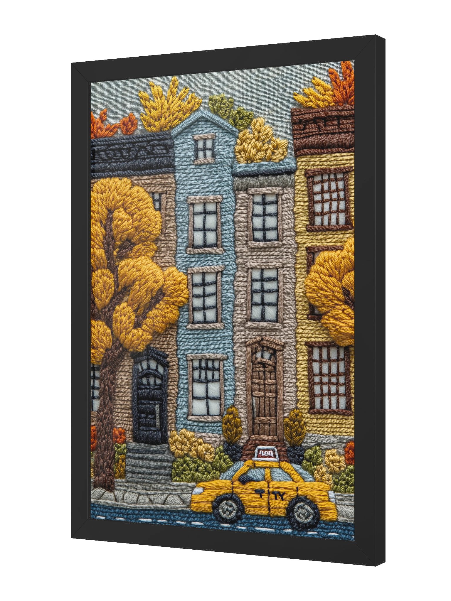 Autumn in New York | Embroidery-Style Wall Art — Framed Print product image (10)