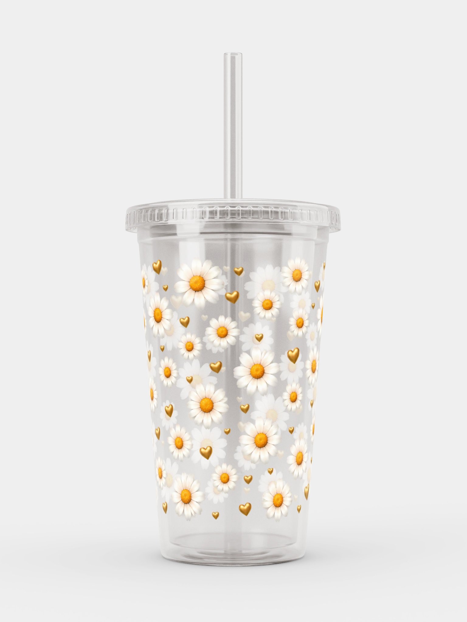 Daisy Flower Petals Clear Dual Wall Tumbler 16 Oz (473 ml) product image (1)