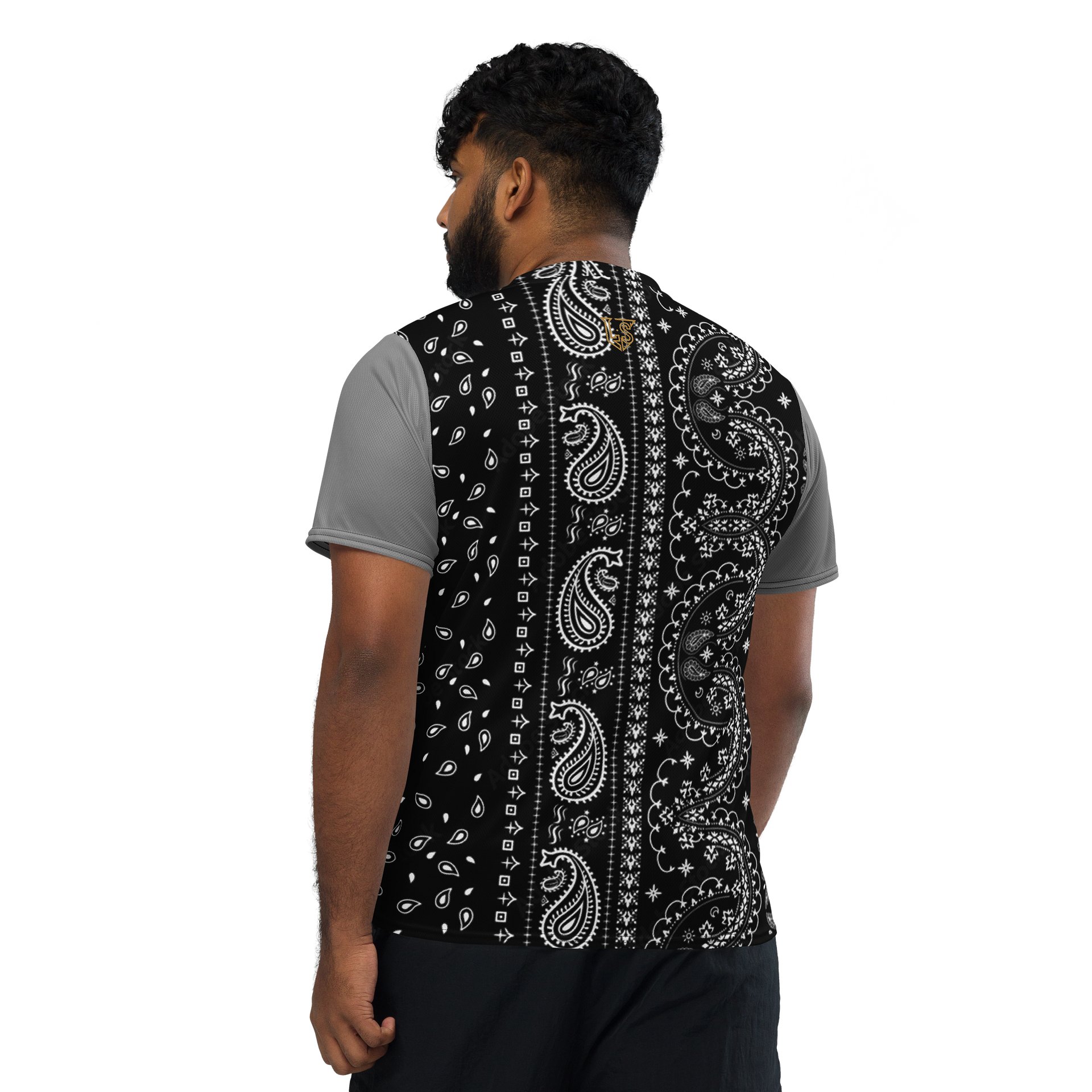 Lafate Store Designer Print Shirt Grey Vertical Paisley product image (1)