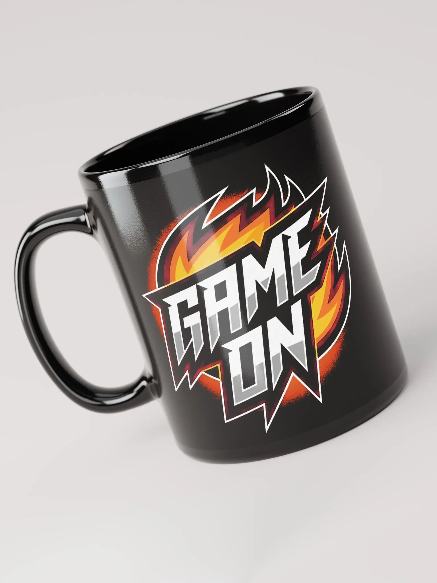 Flaming Game On #Statement Glossy Black Mug product image (6)
