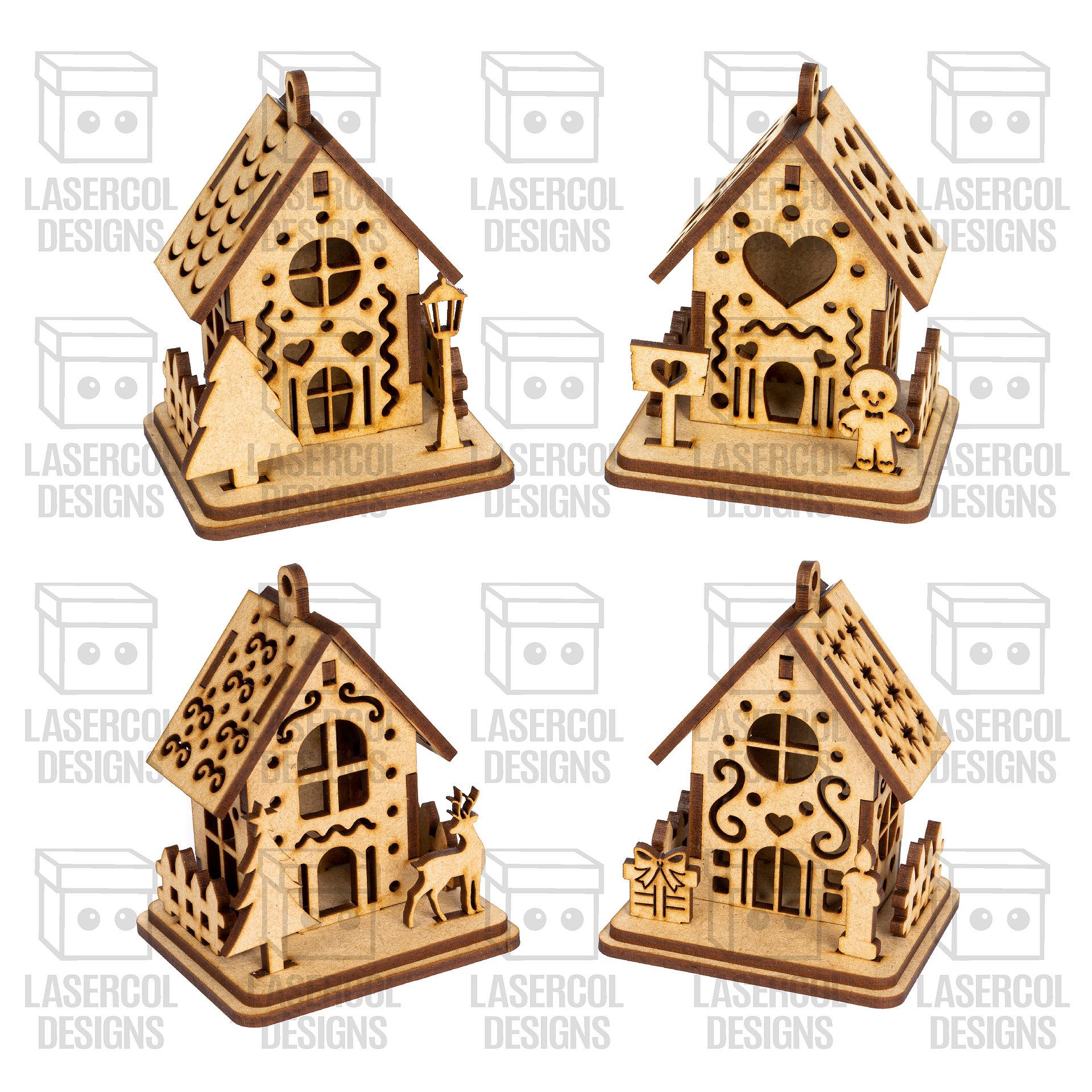 Christmas Houses Ornaments (8 Styles) - Laser Cut Files product image (9)
