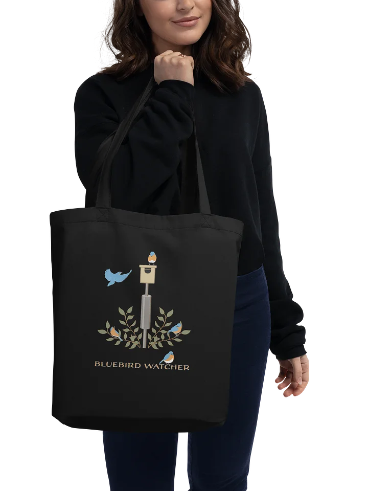 "Bluebird Watcher" Organic Cotton Tote in Black product image (1)