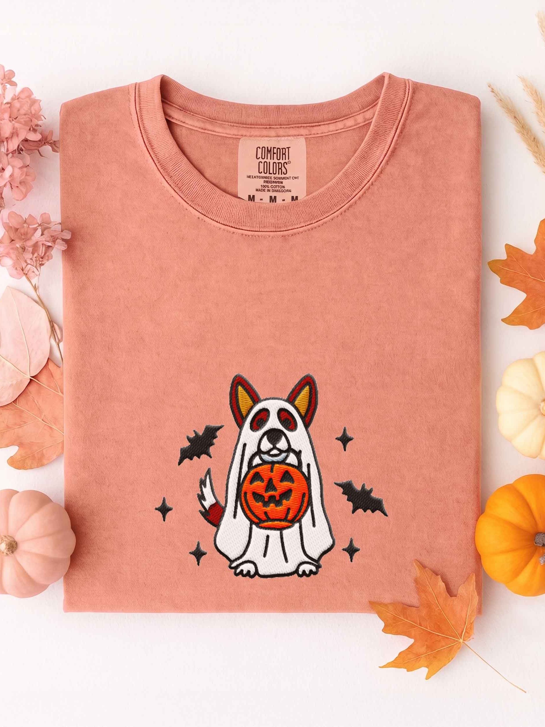 Halloween Cardigan Welsh Corgi(Brindle/Chocolate) Embroidered T-Shirt product image (1)