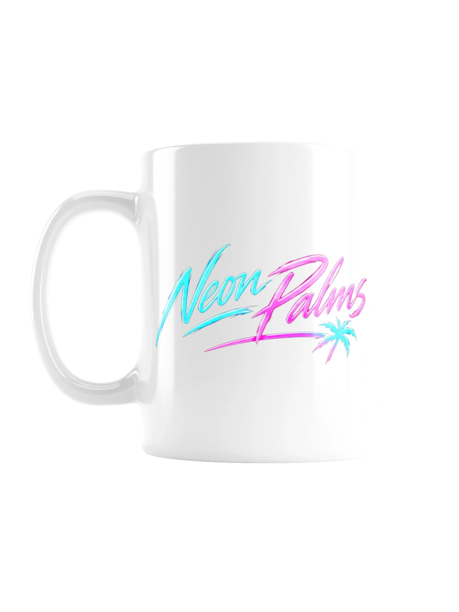 Neon Palms Sunset Script Mug