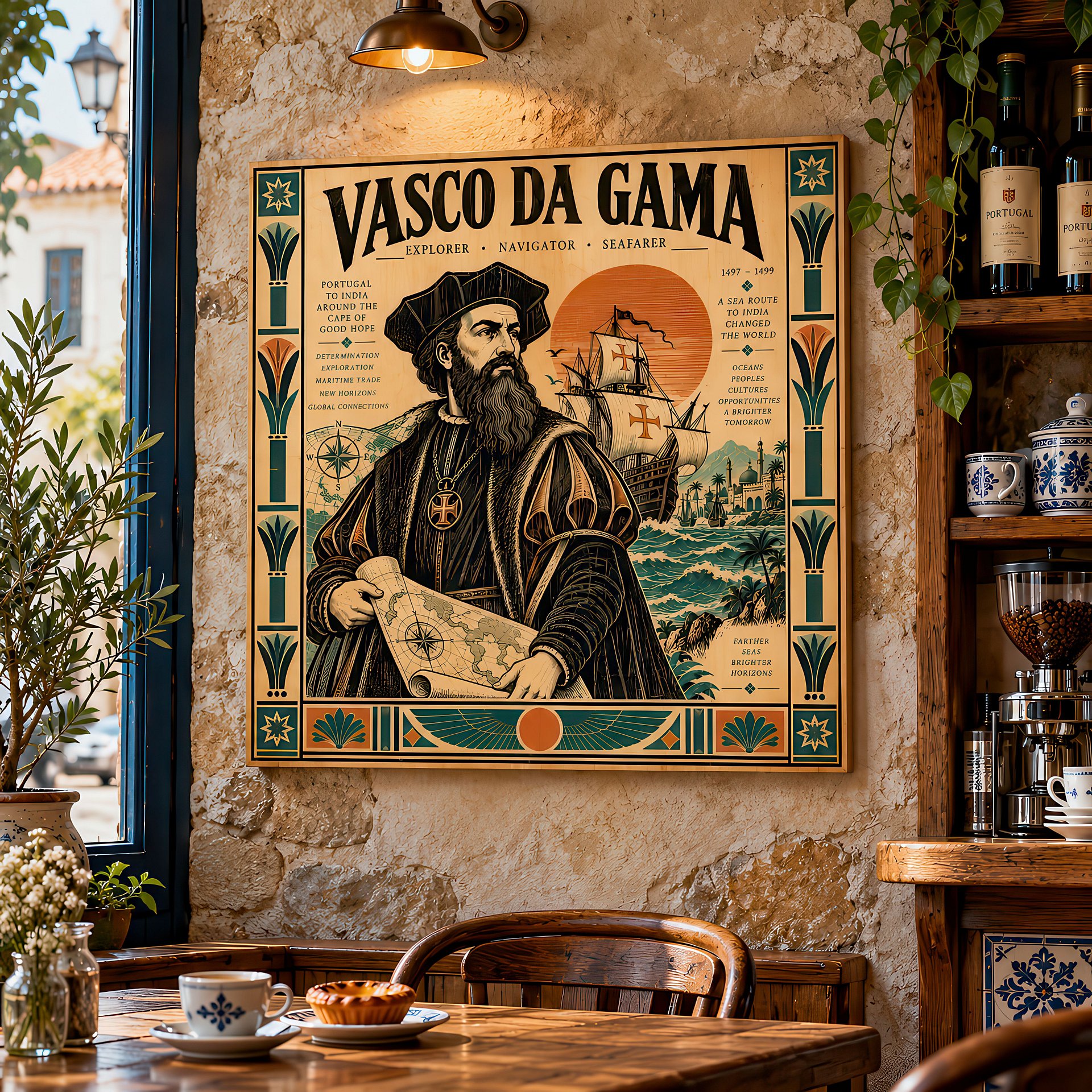 Vasco Da Gama | Birch Wood Art Panel | Historical Wall Decor | 24x24″ (60x60 cm) product image (5)