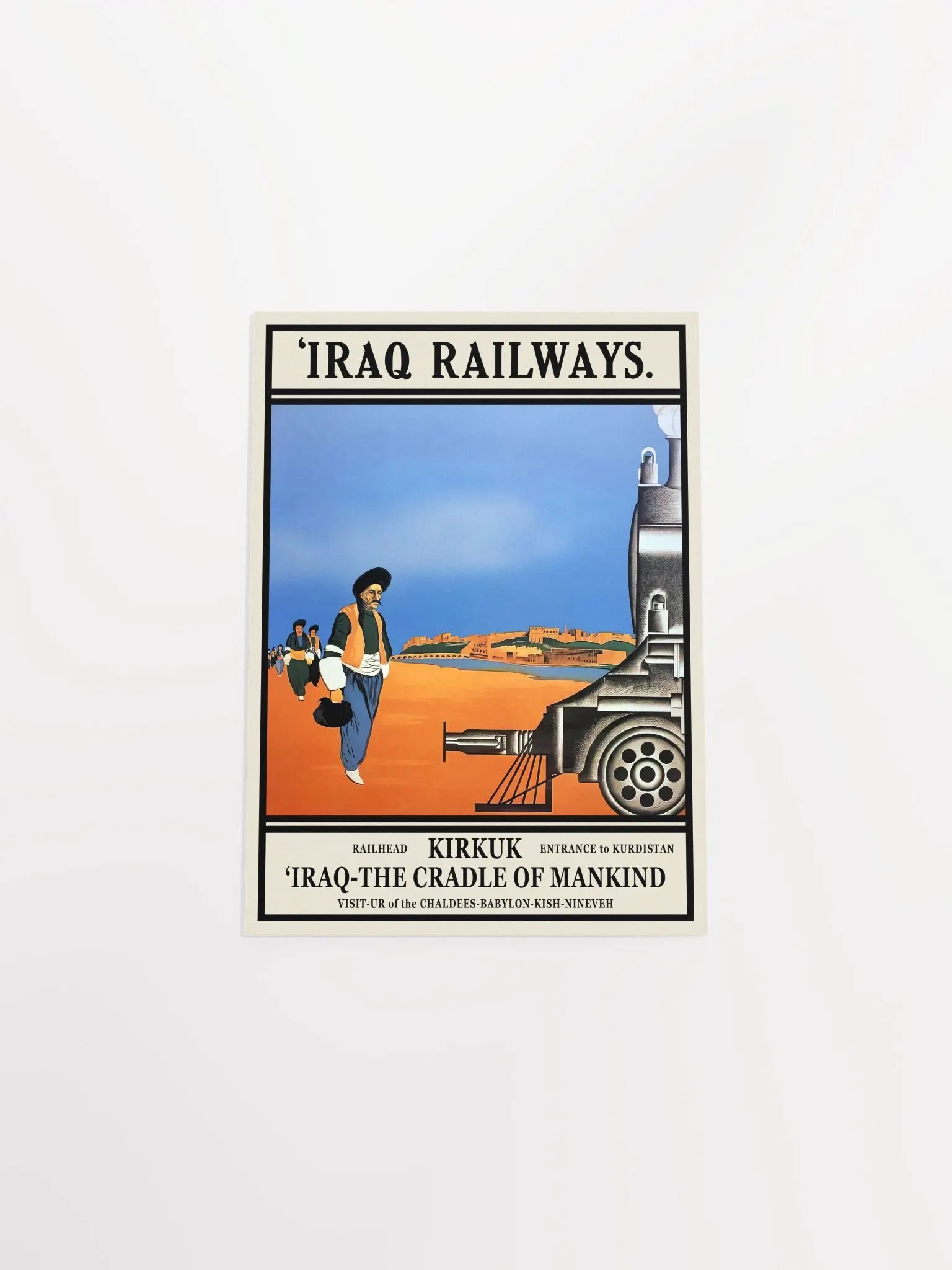 Iraq Railways, Kirkuk, Kurdistan. 1930s [RARE poster] — retro vintage travel poster, retro travel art, retro travel wall art product image (10)