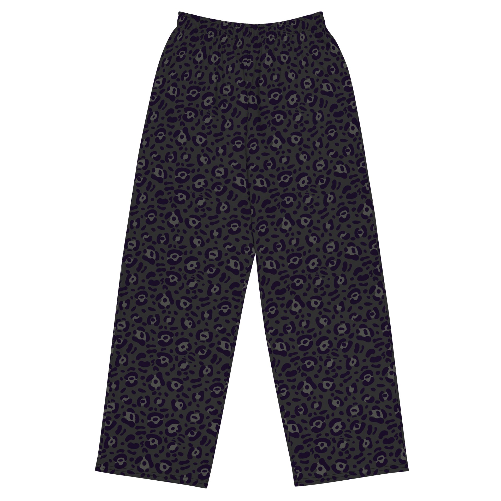 Comfortable Bold Black Leopard Print Wide-Leg Pants product image (1)