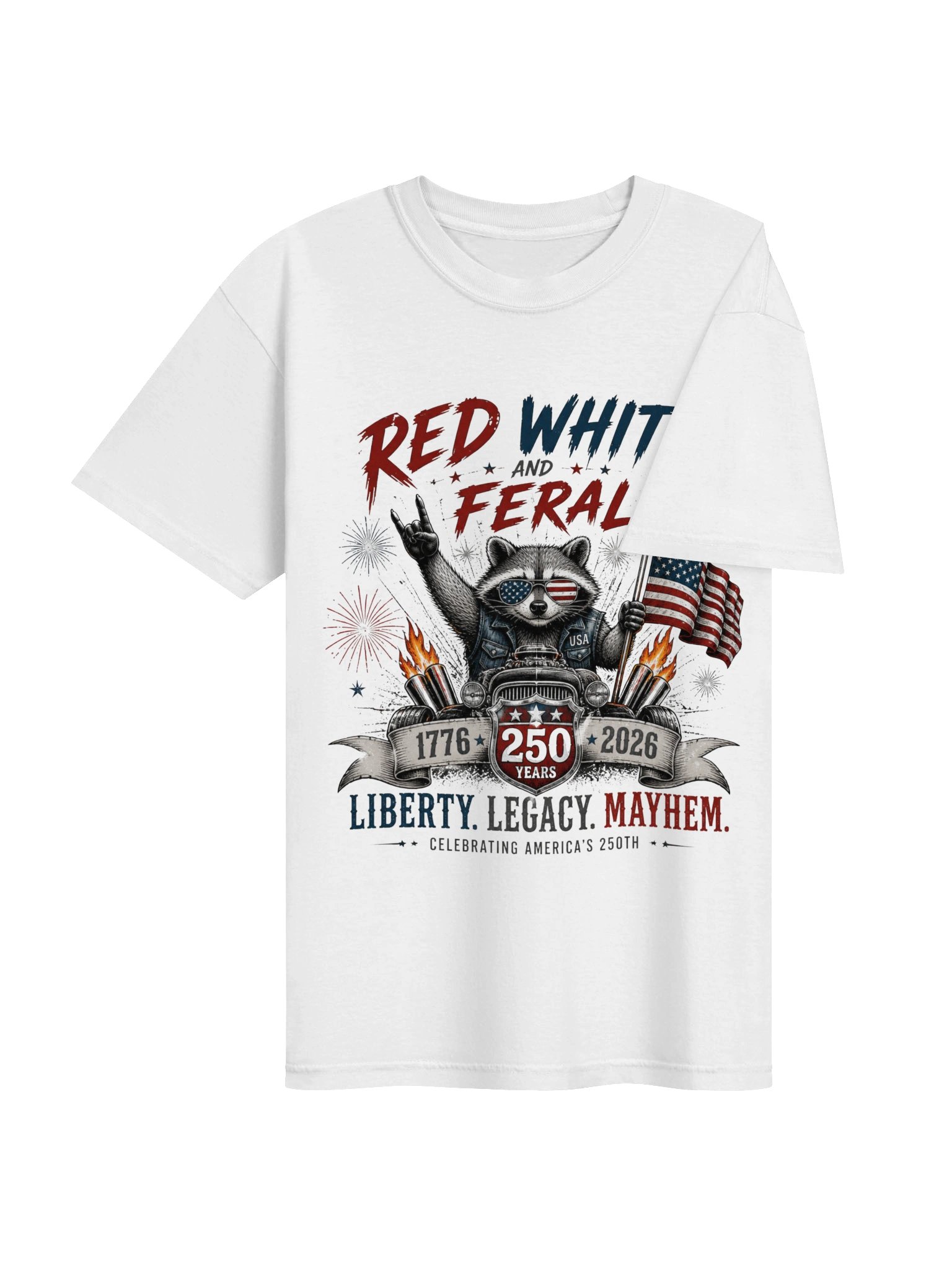Red White Feral Raccoon America 250th Patriotic product image (4)