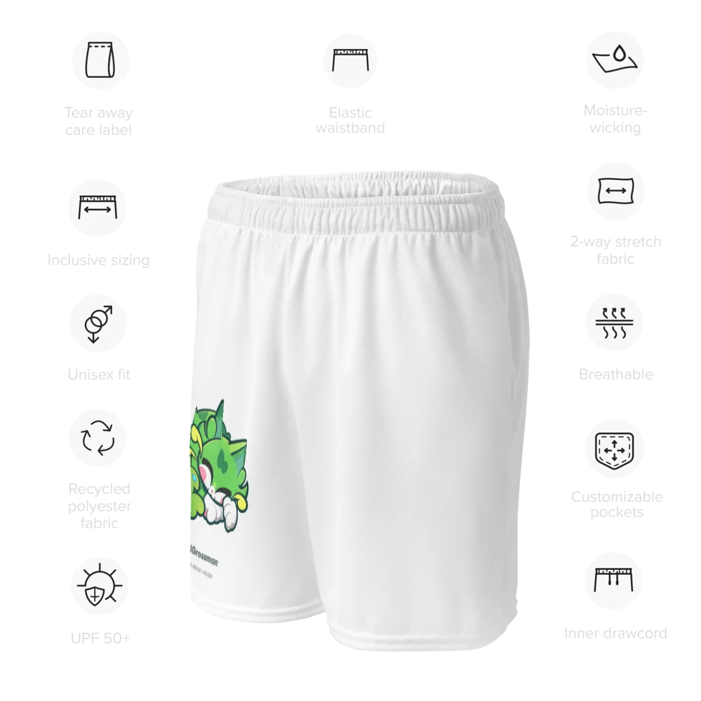 Sleeping Chloe • All-Over Print Recycled Unisex Mesh Shorts (White) product image (7)