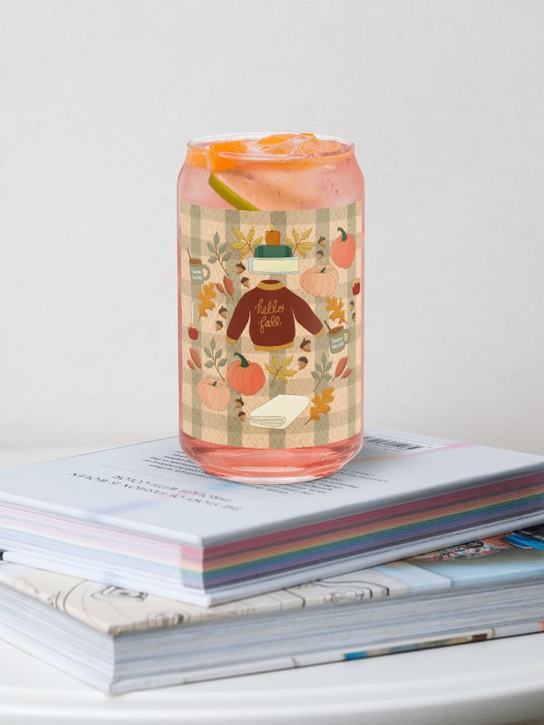 Cozy Fall Design Gingham Background Glass Tumbler product image (1)