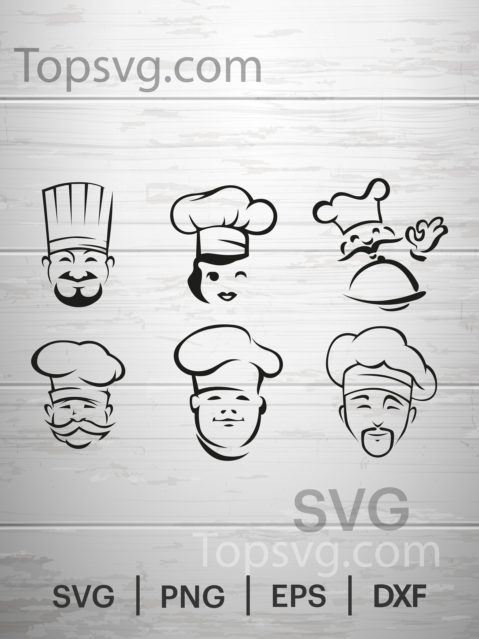 Chef Svg, Chef Hat Vector, Chef Silhouette, Kitchen, Cooking Clipart, Chef line art, Cricut Cutting File. product image (1)