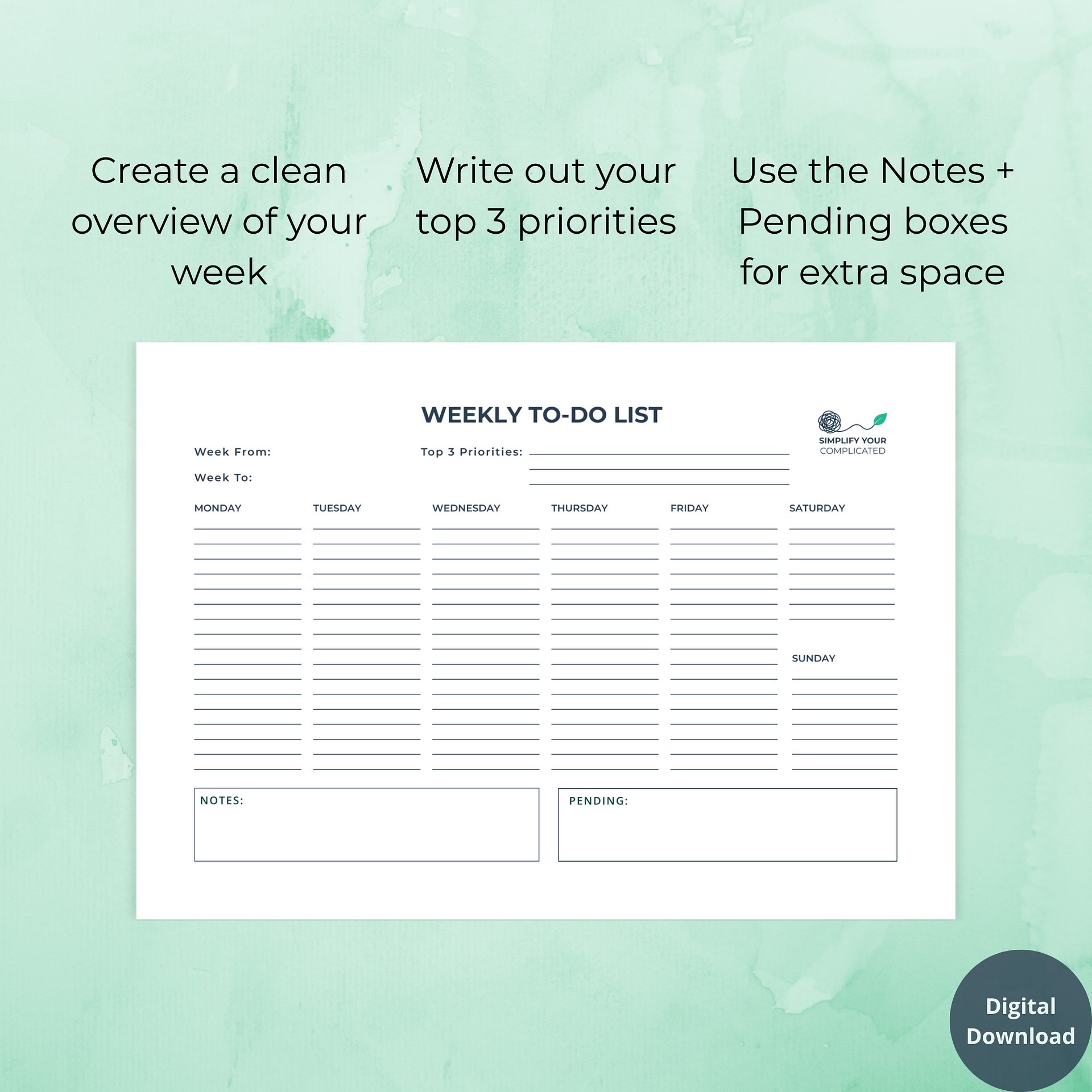 Weekly To-Do List Landscape product image (2)