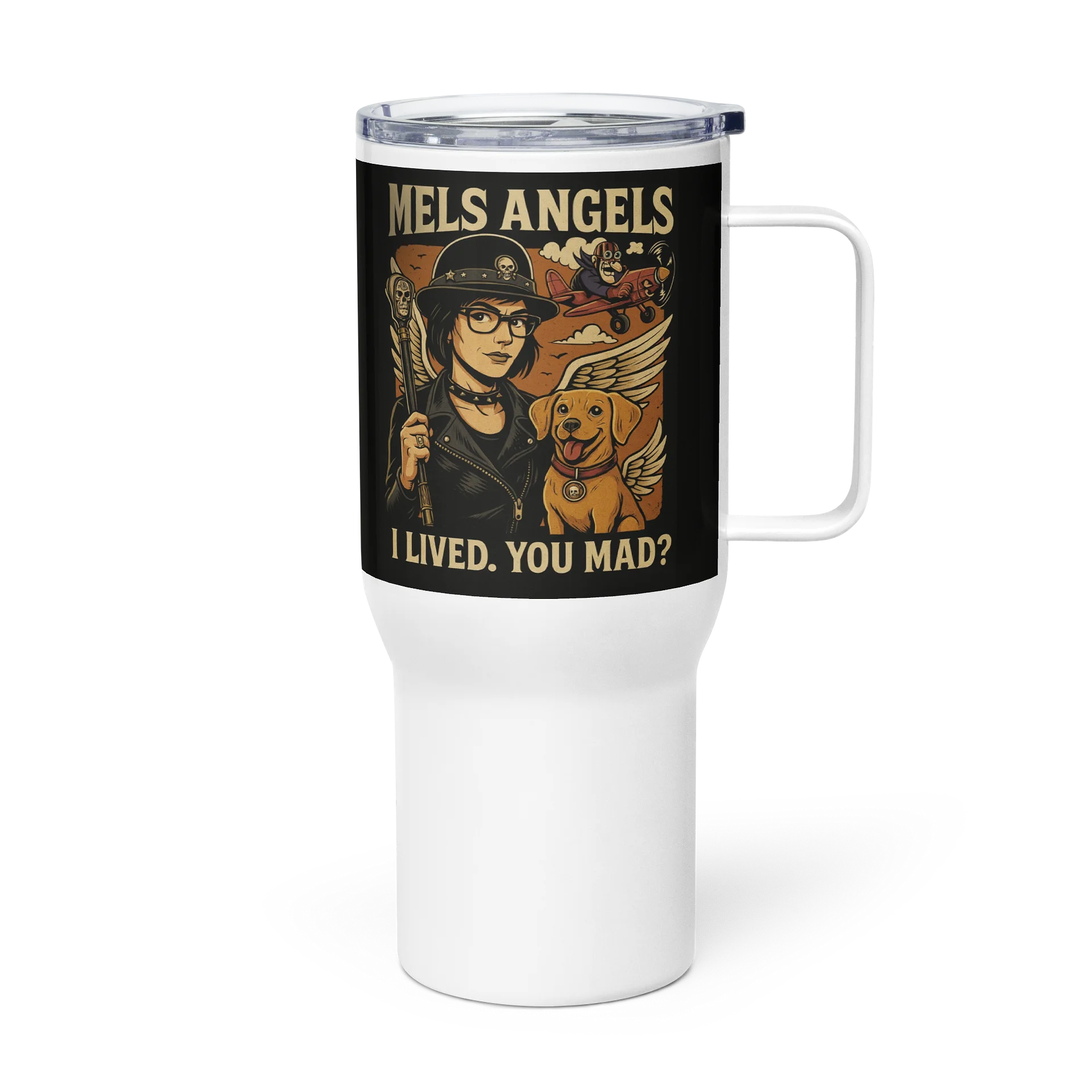 Mels Angels "I Lived. You Mad?" Tumbler with Handle & Straw Lid product image (4)