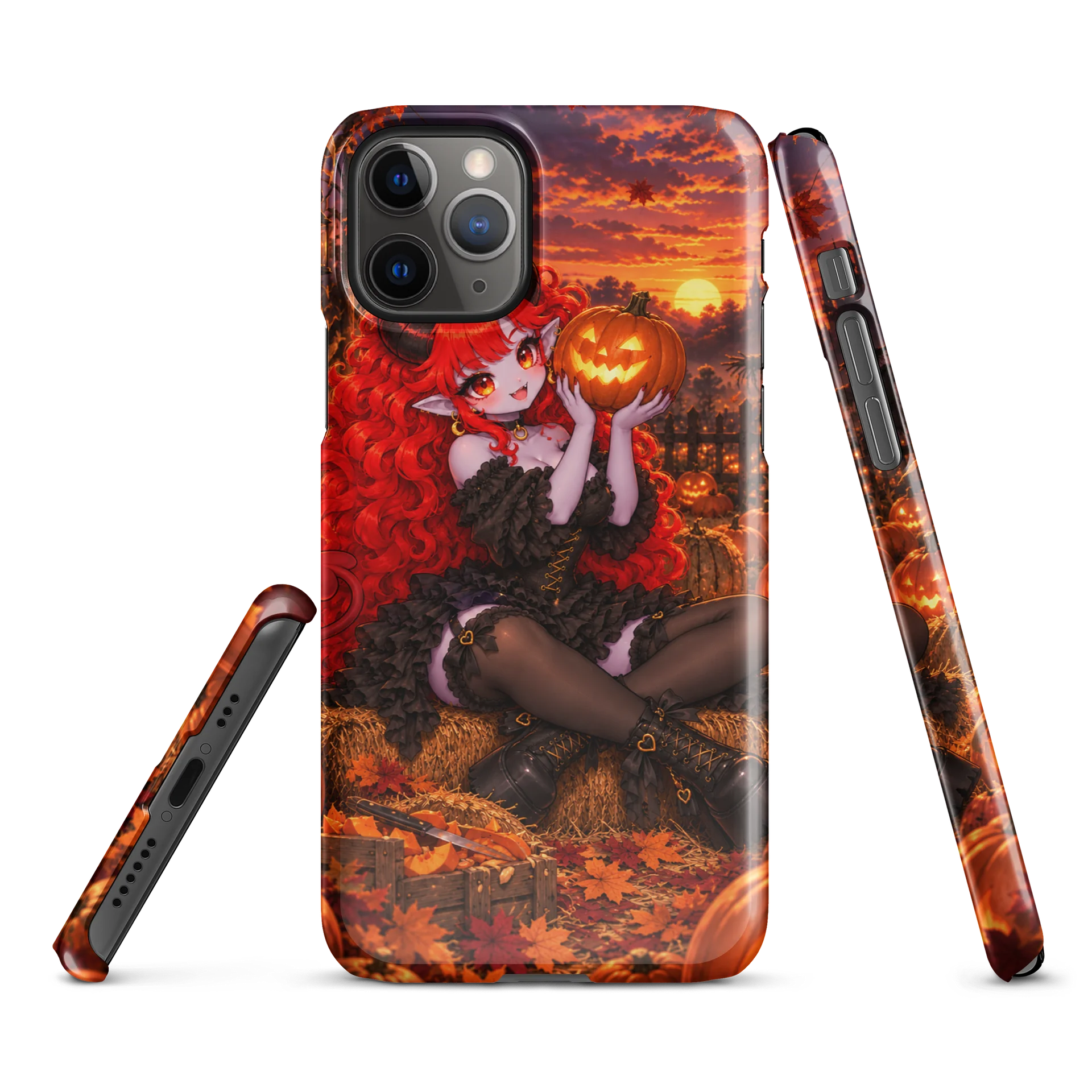 Halloween Anime Red-Haired Horned Girl iPhone Snap Case product image (2)