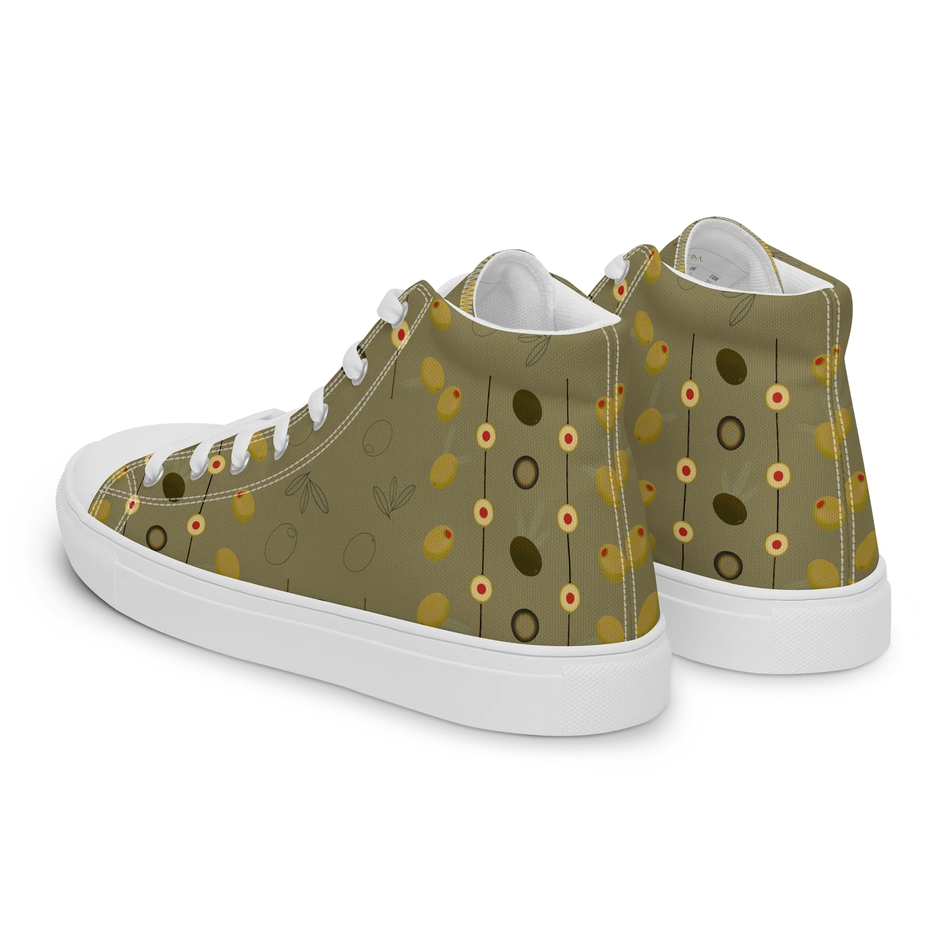 Olive Geometry Women's High Top Canvas Shoes – Olive product image (16)