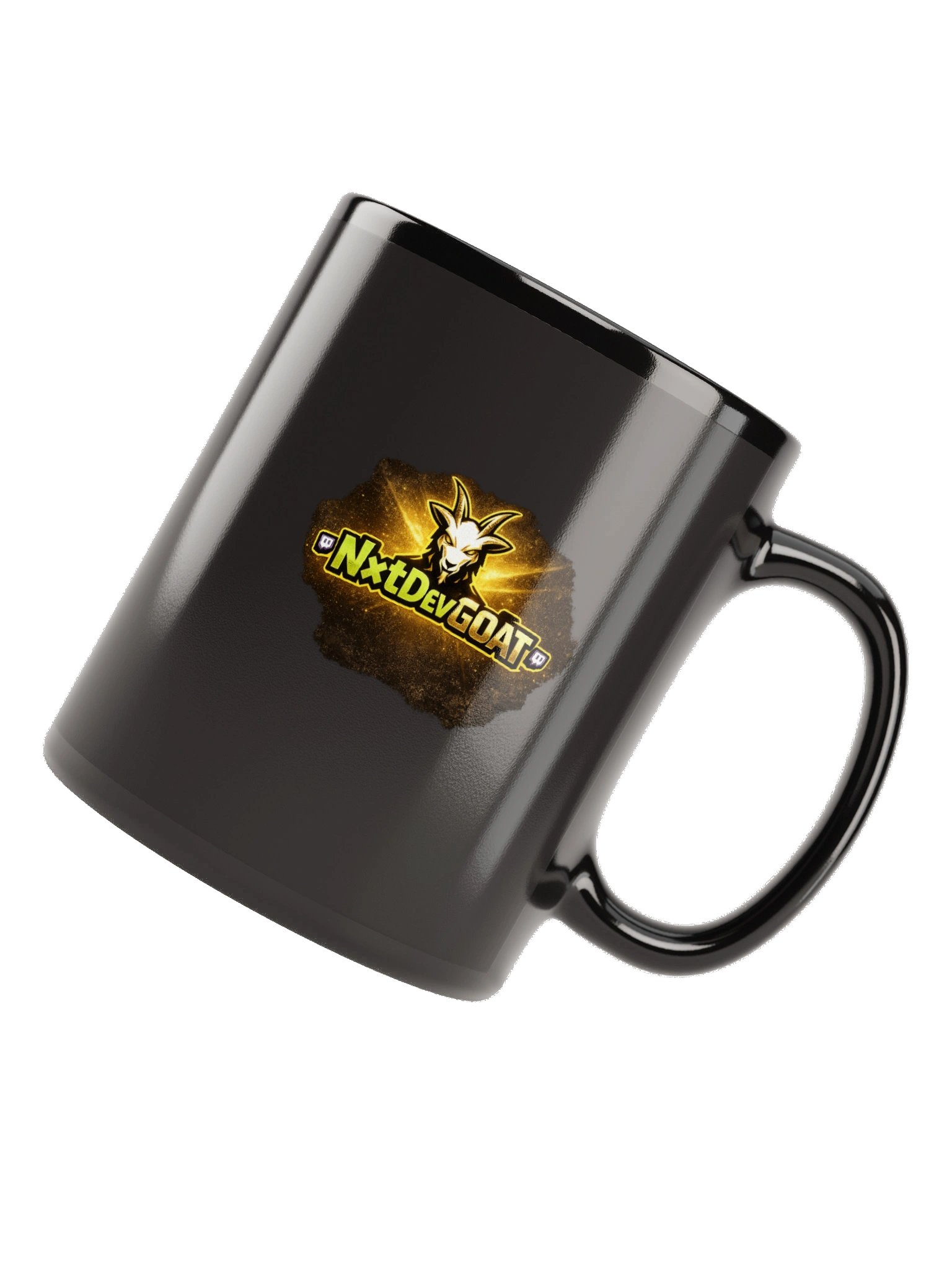 NxtDevGOAT Gold Logo Black Mug product image (6)