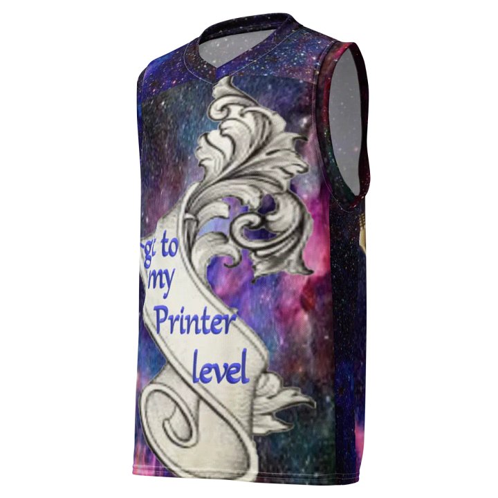 aus recyceltem Unisex-Basketballtrikot, get to my Printer level product image (1)