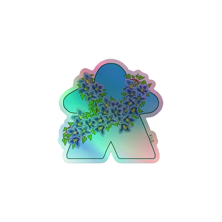 Blue Spring Flower Meeple Holographic Sticker product image (1)